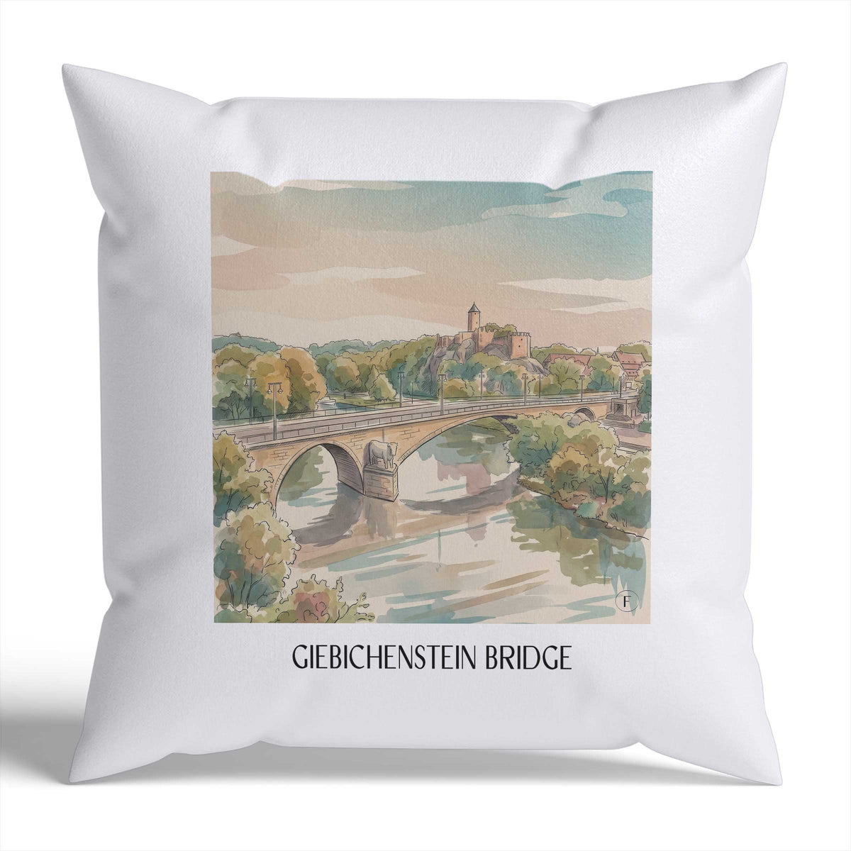 Giebichensteinbrücke Kissenhülle - Zierkissen Bezug - Halle - Deutschland Kissen bzw. Kissenbezug im Aquarell Stil - favplace