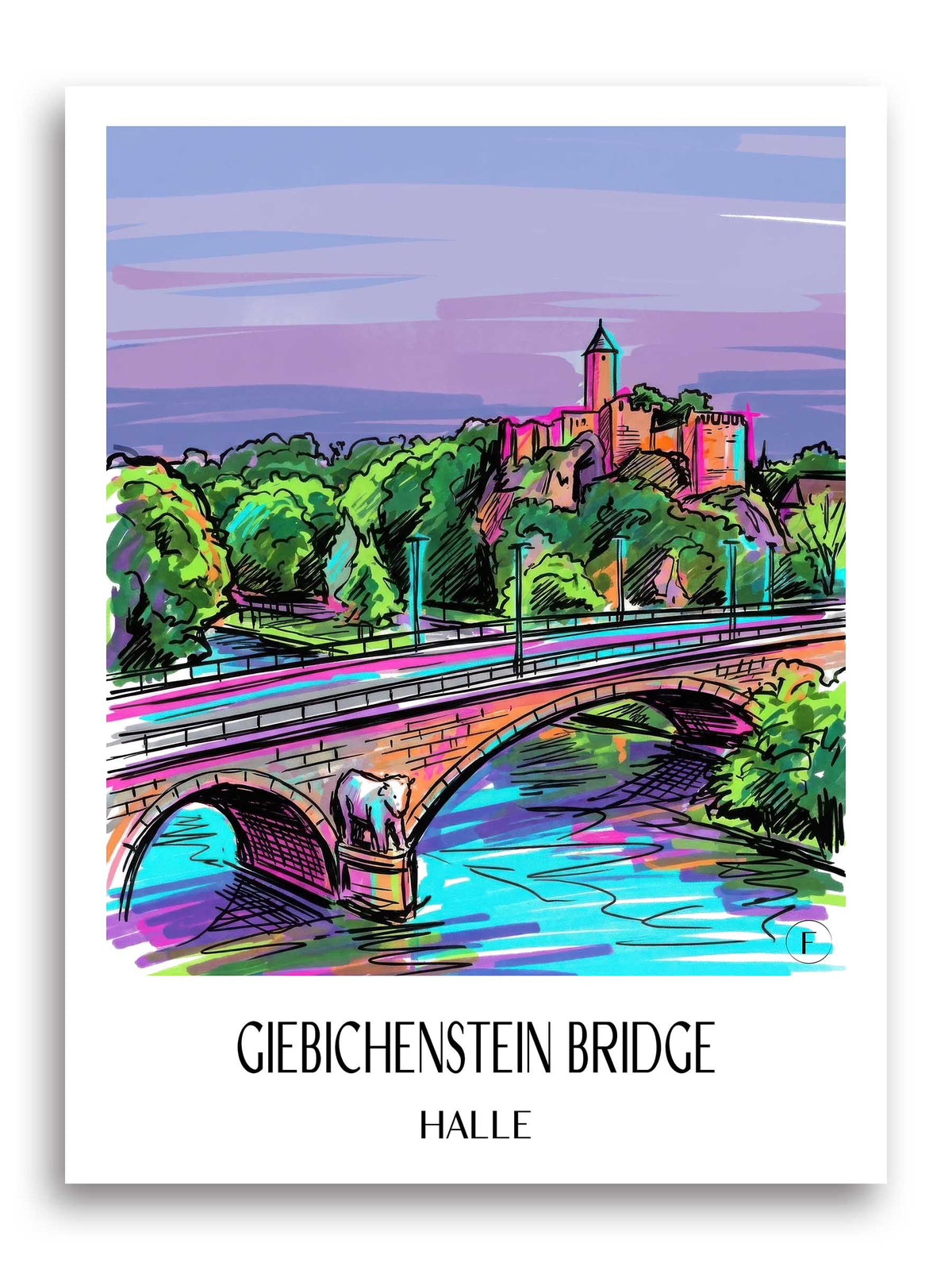 Giebichensteinbrücke Poster - Halle - Deutschland Kunstdruck - Tag Graffiti von A4 bis A1 - favplace