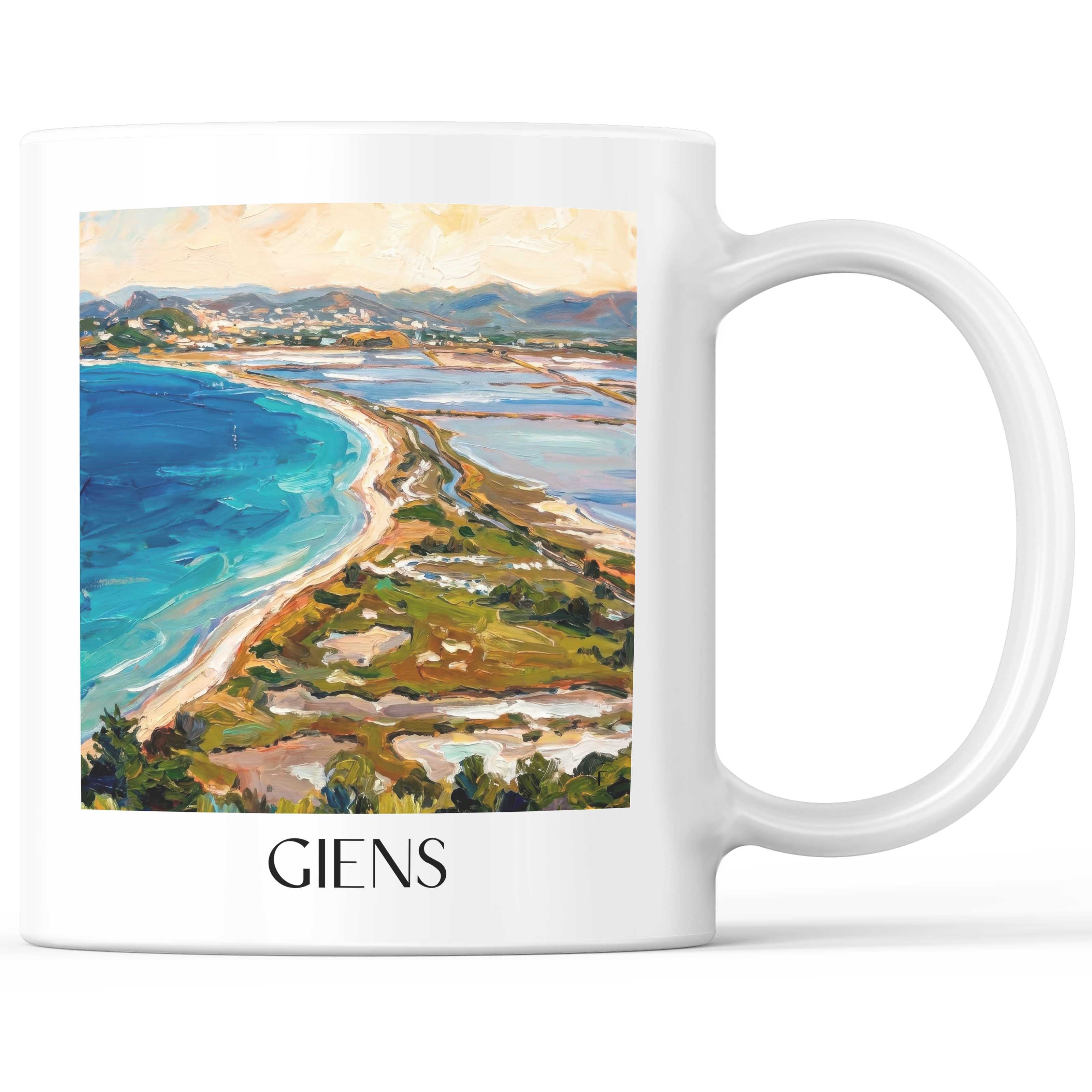 Giens Kaffeebecher - Hyères - Frankreich Becher - Kaffeetasse im Ölgemälde Stil - favplace