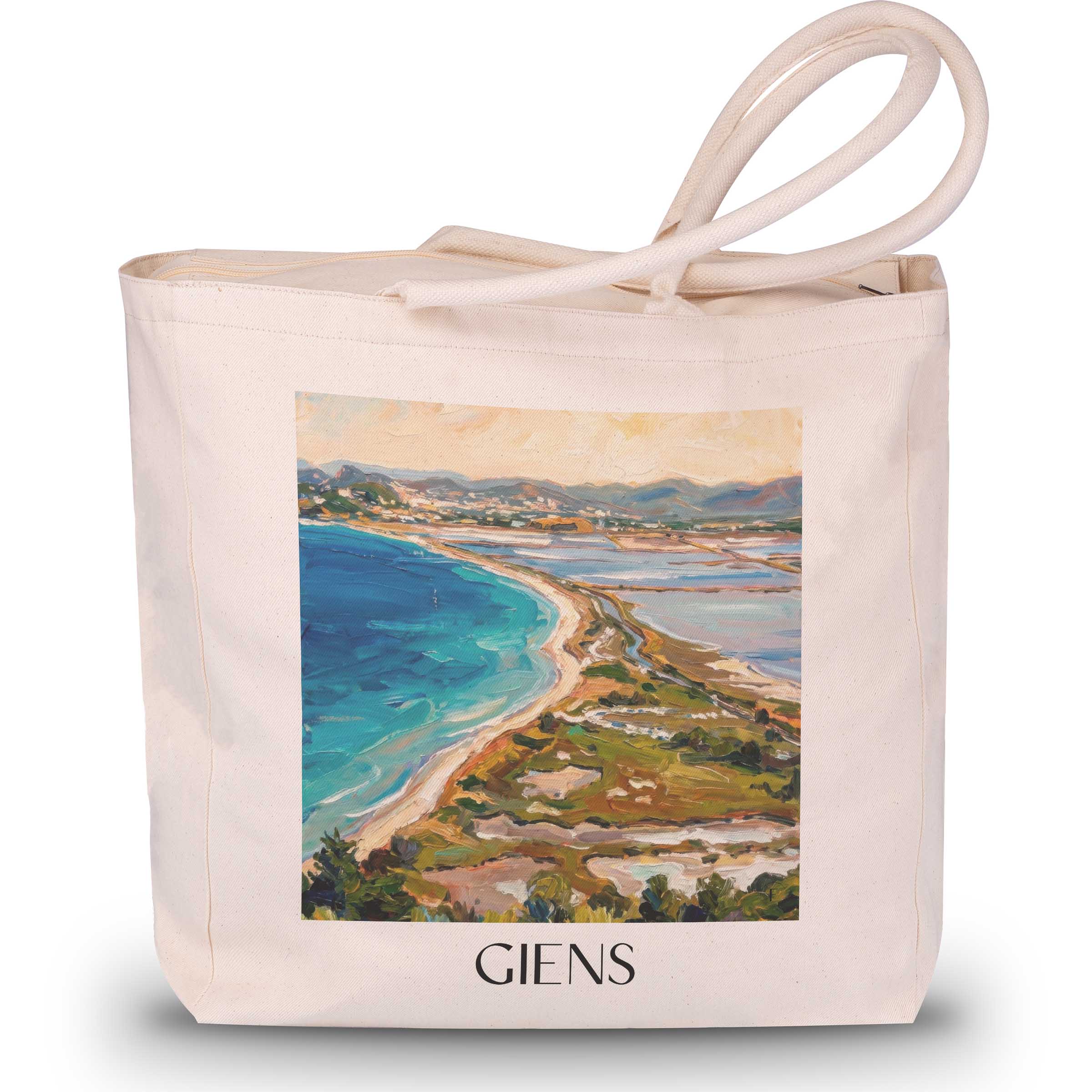 Giens Shopping Bag - Hyères - France Tote Bag - Oil Painting Style Shopping Bag