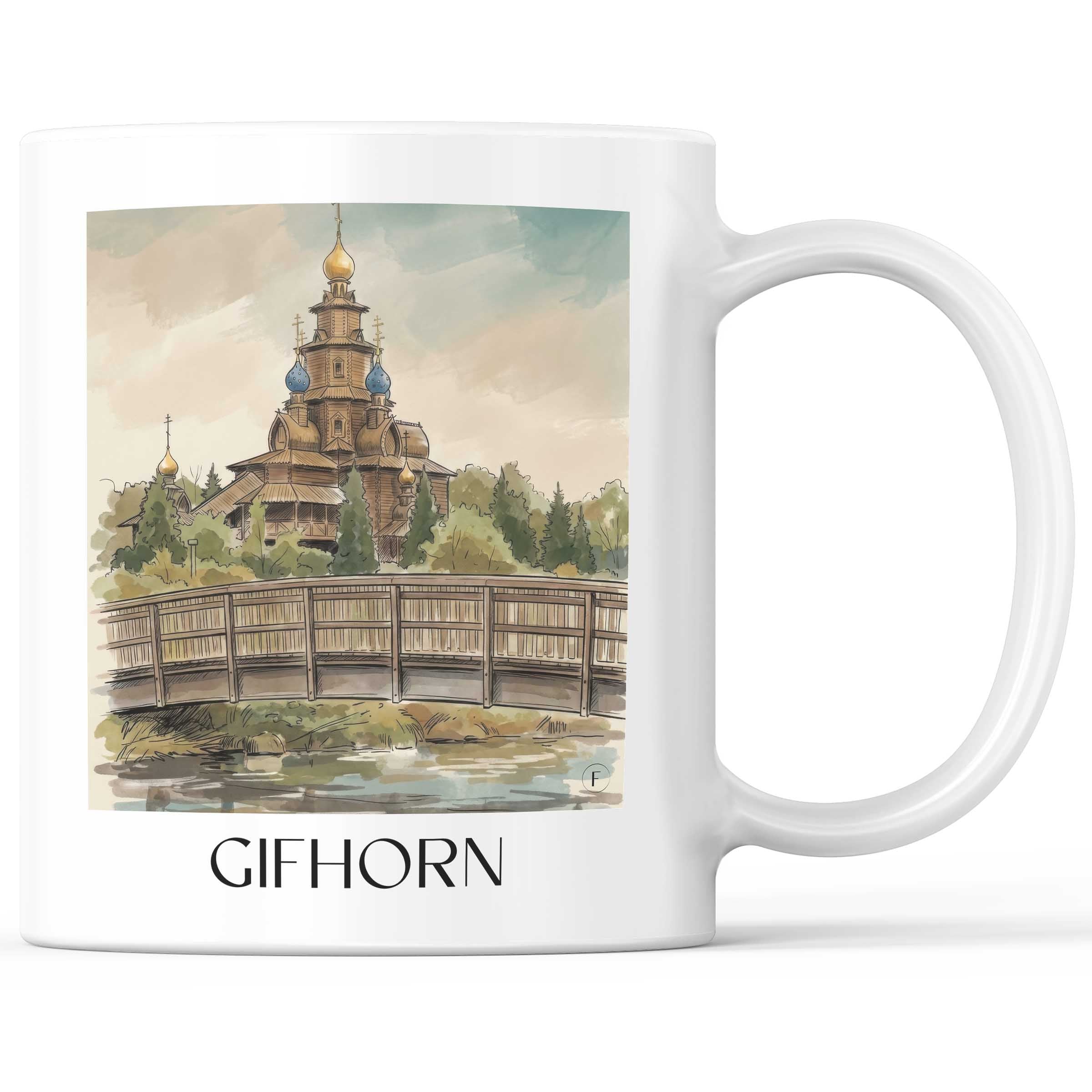 Gifhorn Kaffeebecher - Niedersachsen - Deutschland Becher - Kaffeetasse im Aquarell Stil - favplace