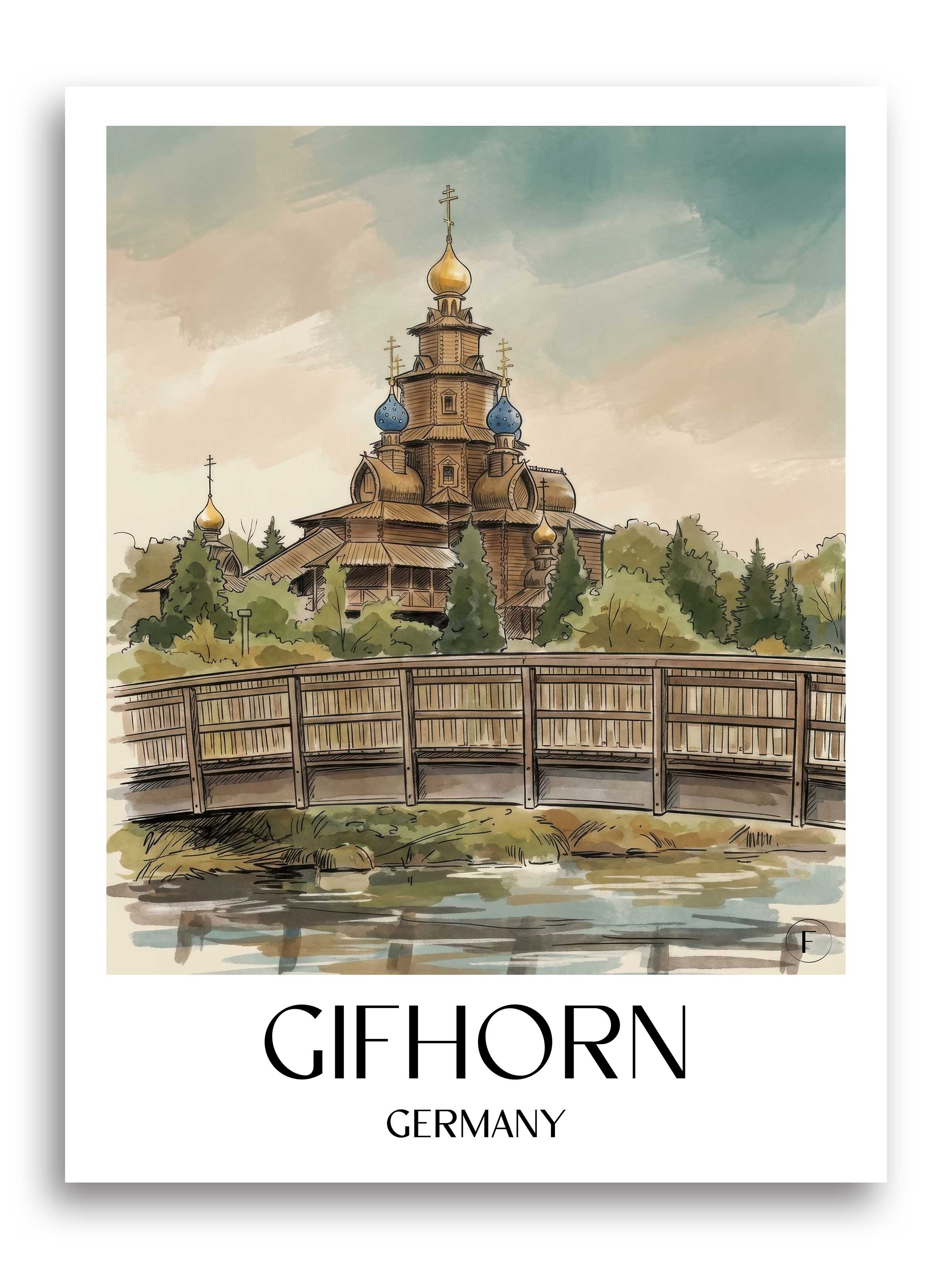 Gifhorn Poster - Niedersachsen - Deutschland Kunstdruck - Aquarell von A4 bis A1 - favplace