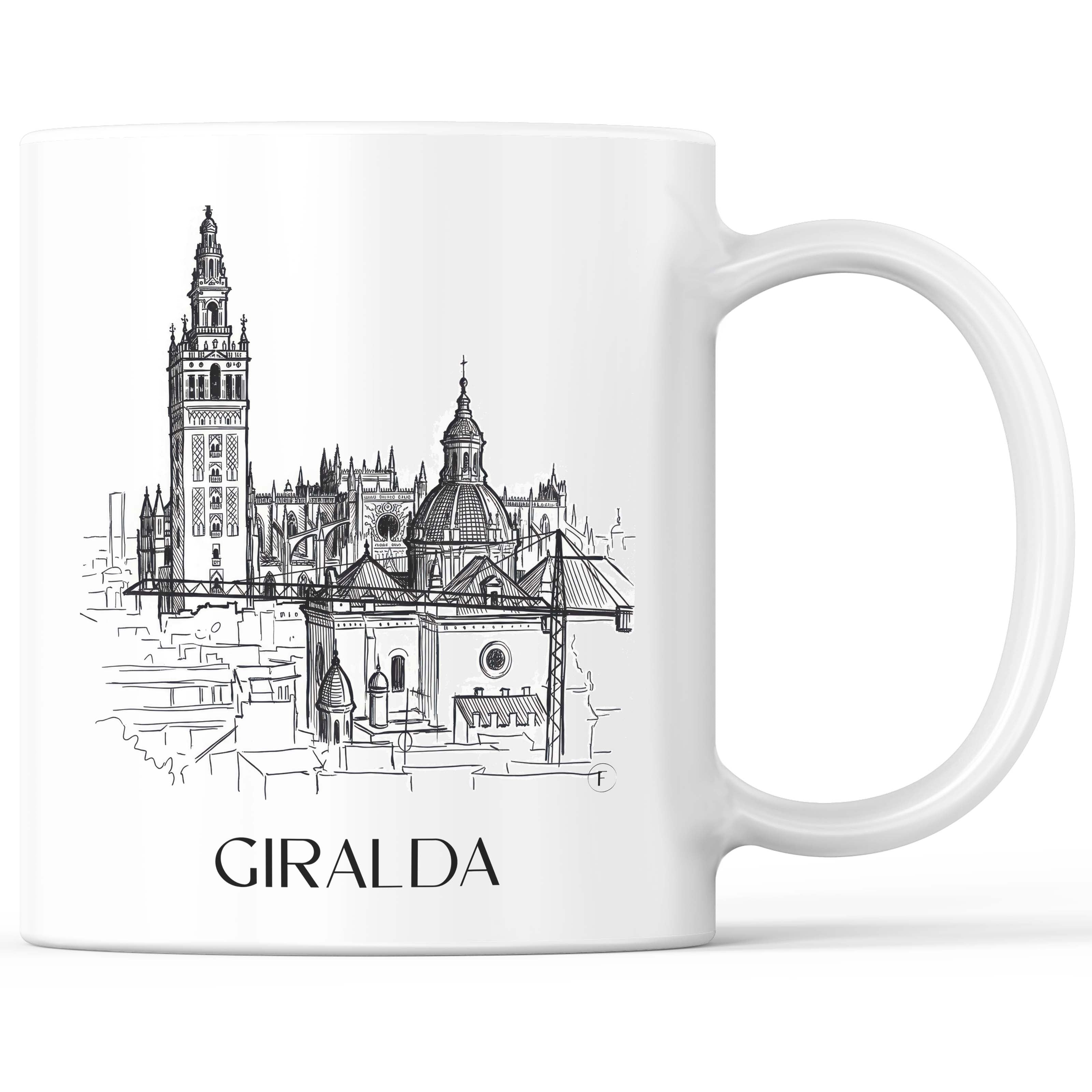 Giralda Kaffeebecher - Sevilla - Spanien Becher - Kaffeetasse im Skizze Stil - favplace