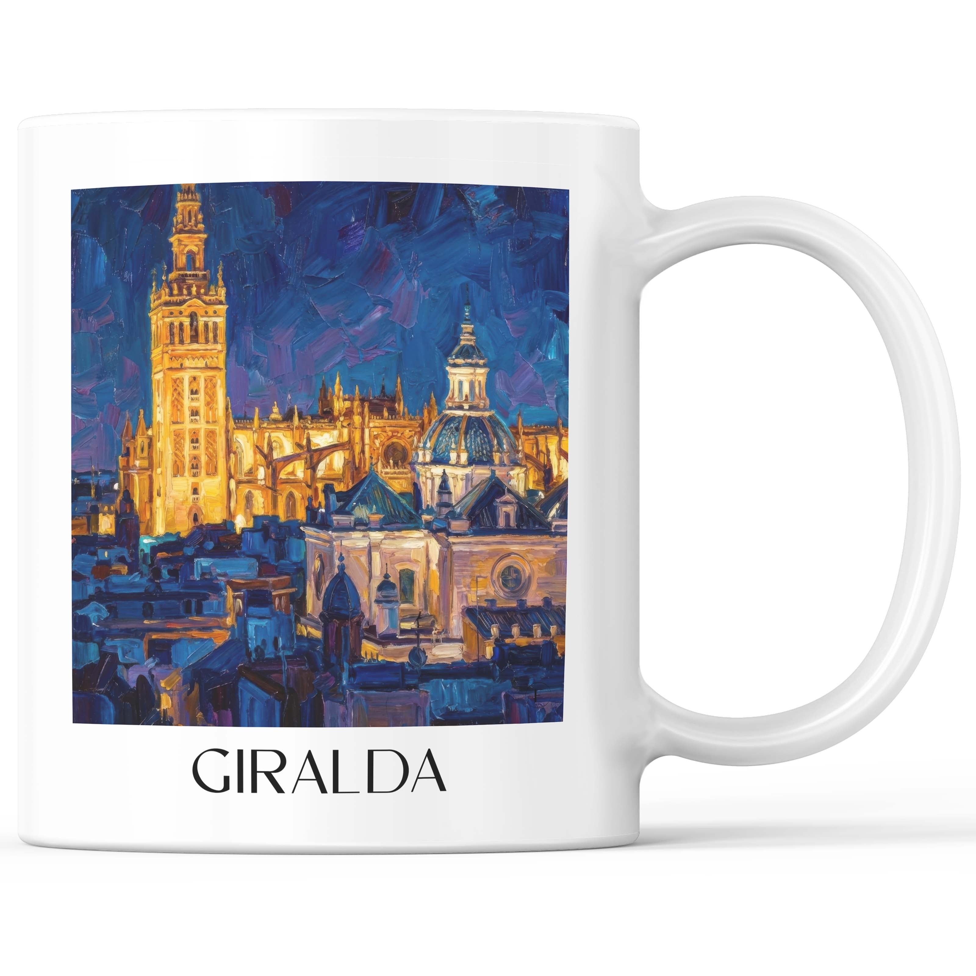 Giralda Kaffeebecher - Sevilla - Spanien Becher - Kaffeetasse im Ölgemälde Stil - favplace
