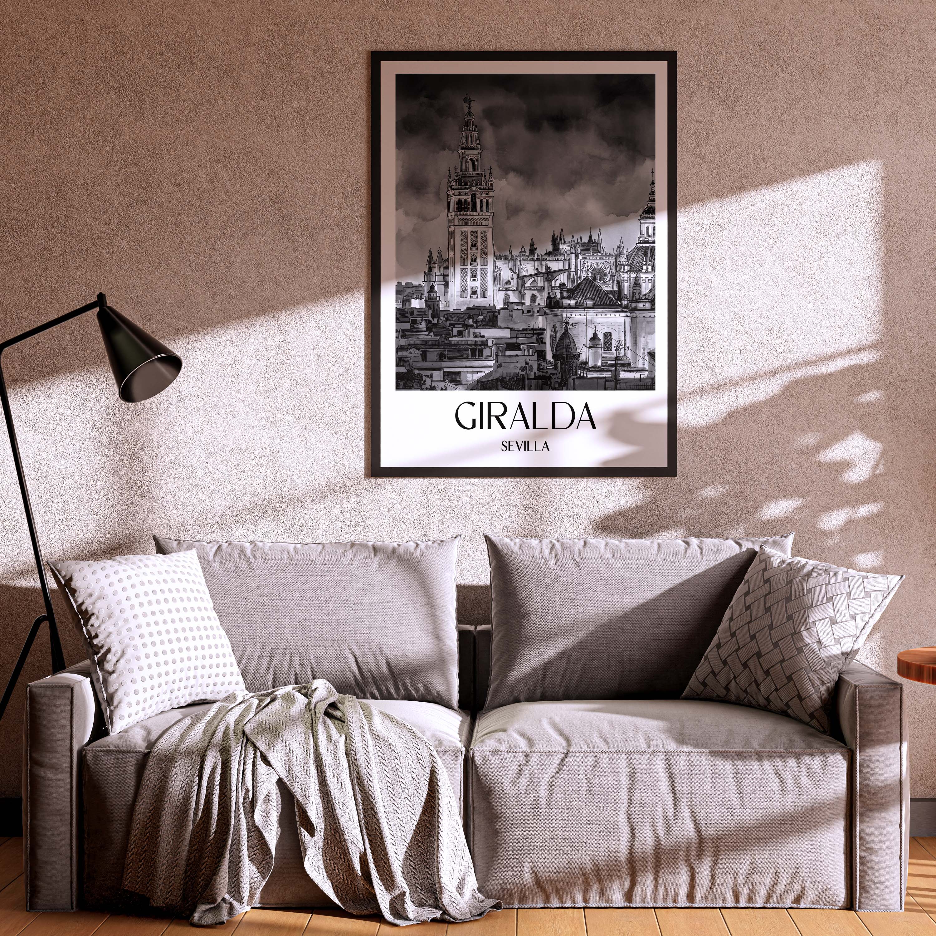 giralda-sevilla-spanien-poster-aquarell-schwarz-weiss