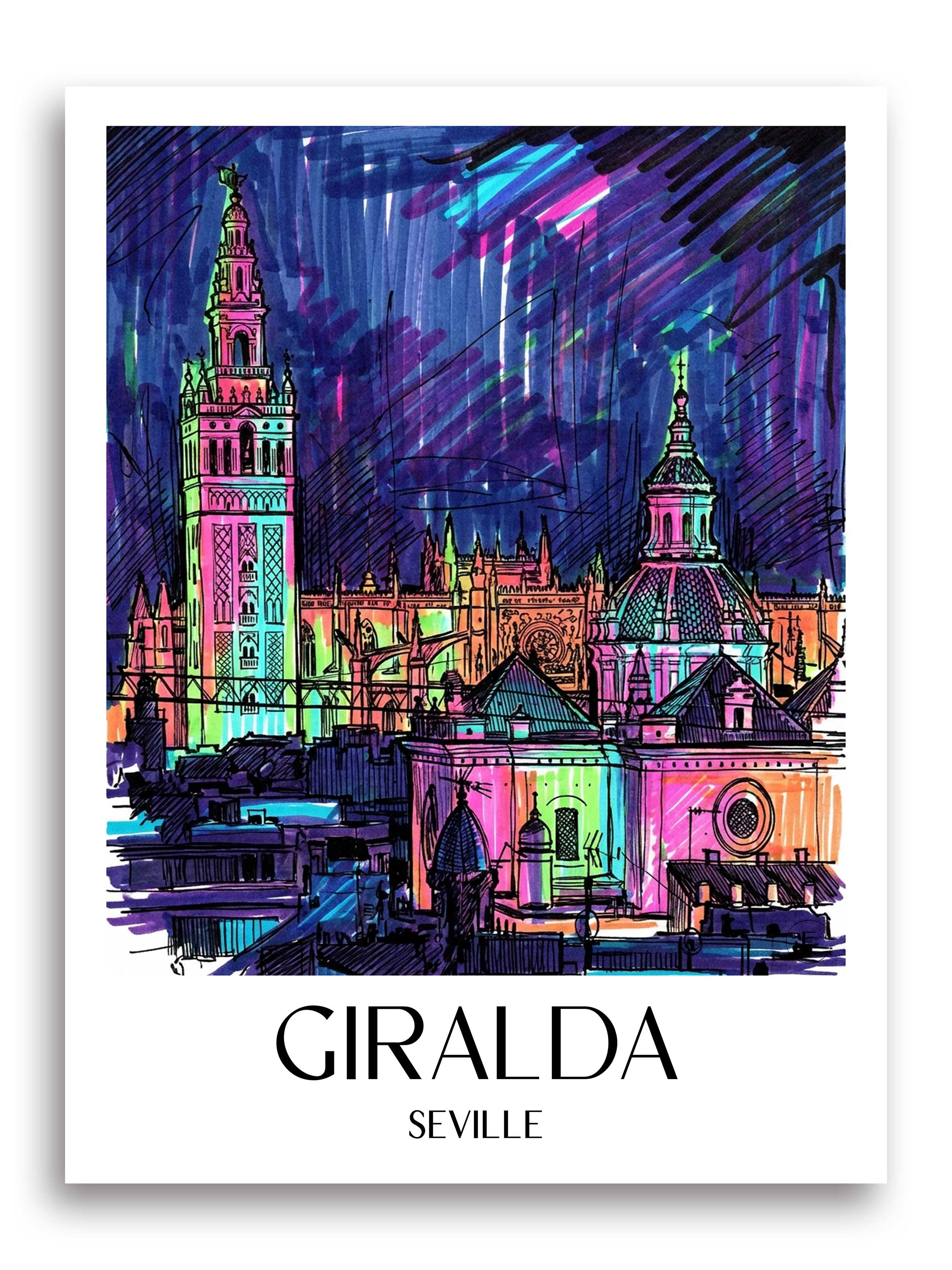 Giralda Poster - Sevilla - Spanien Kunstdruck - Tag Graffiti von A4 bis A1 - favplace