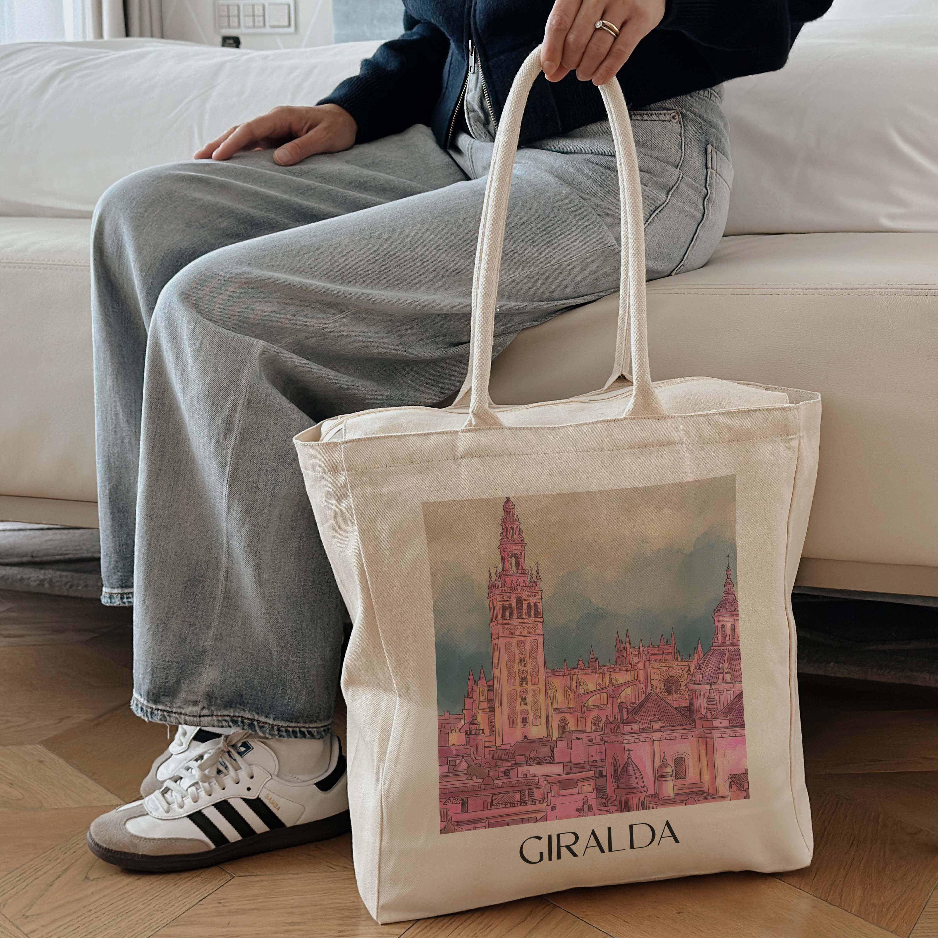 giralda-sevilla-spanien-einkaufstasche-aquarell-pink-rosa