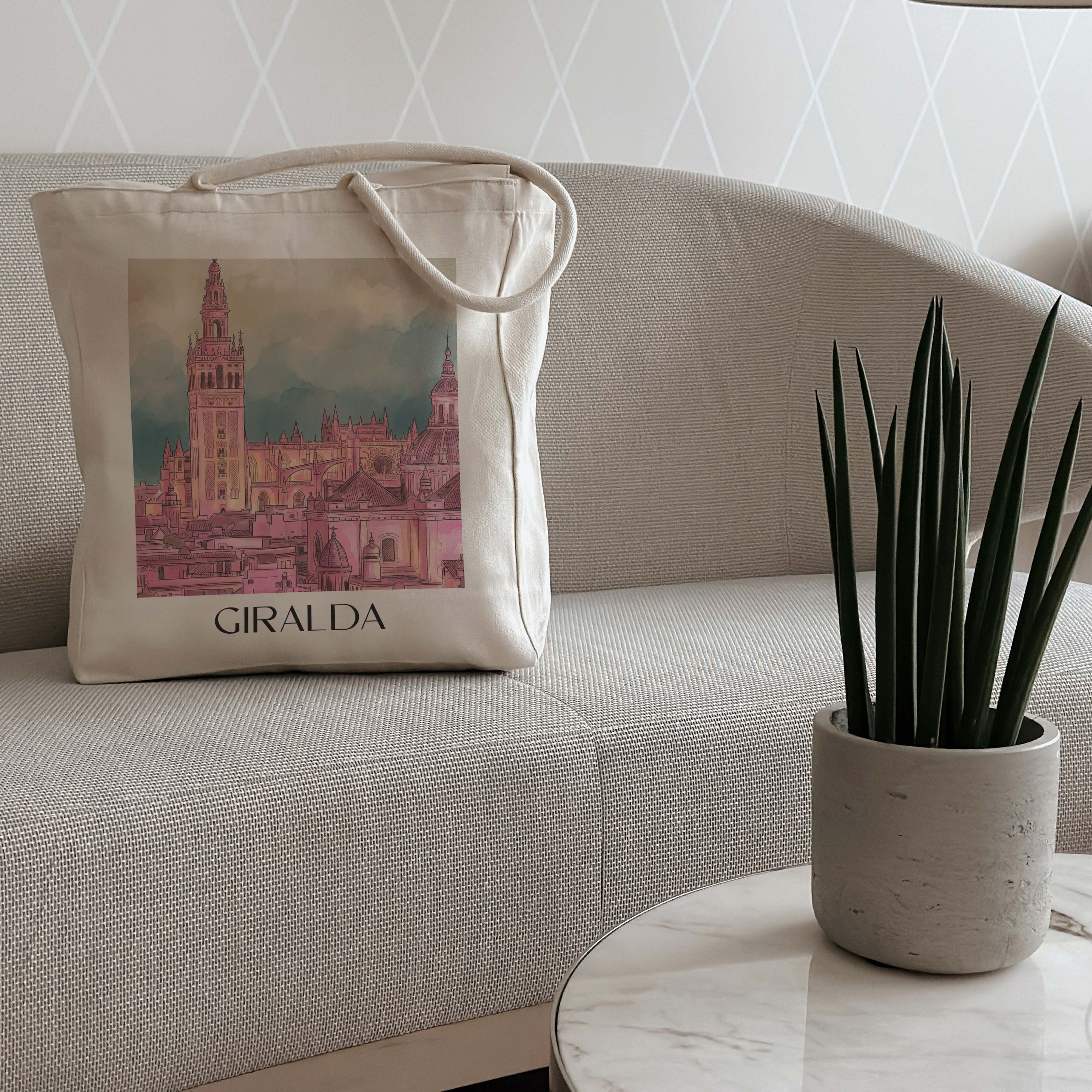 giralda-sevilla-spanien-einkaufstasche-aquarell-pink-rosa