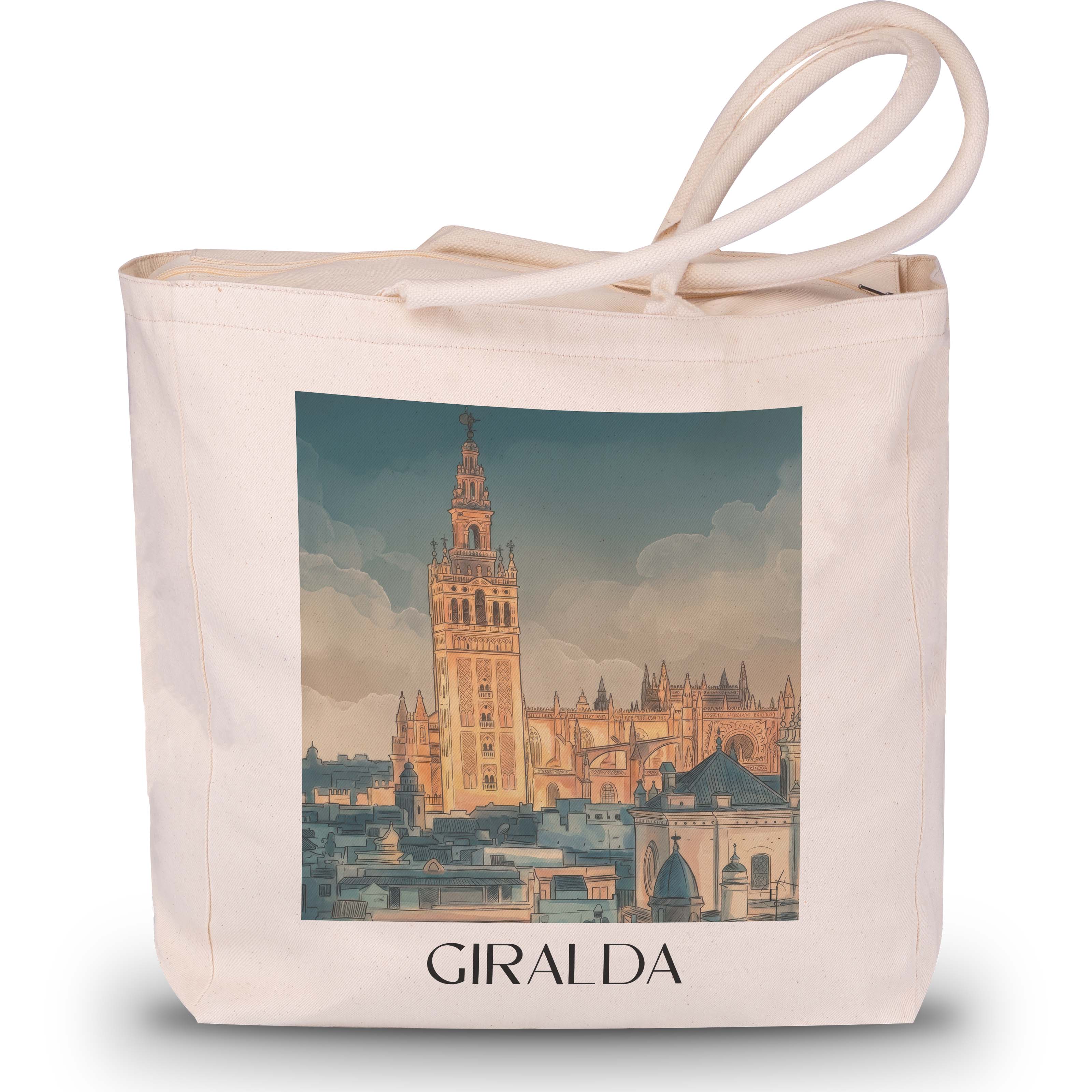giralda-sevilla-spanien-einkaufstasche-aquarell