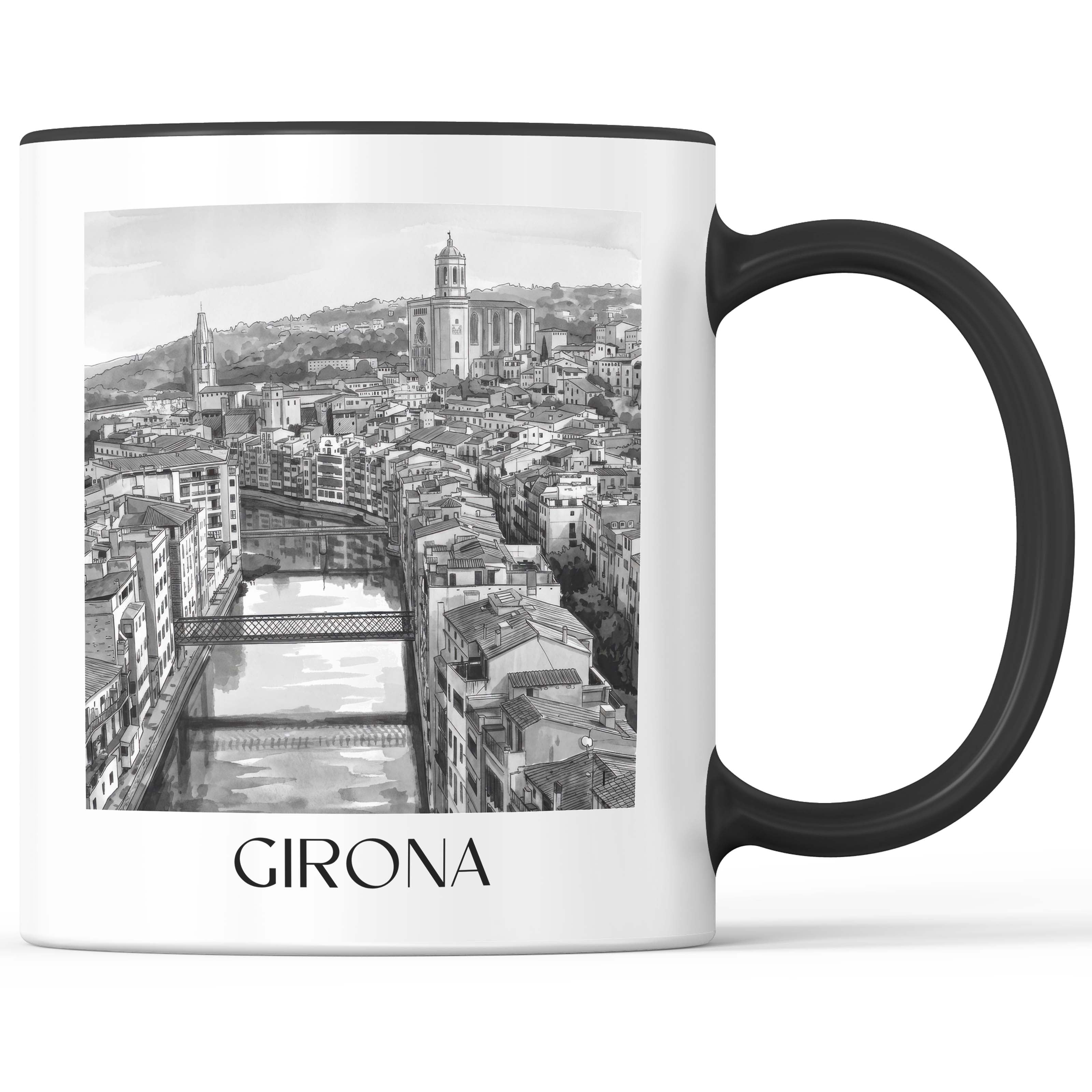 girona-spanien-spanien-und-spanien-kaffeebecher-aquarell-schwarz-weiss