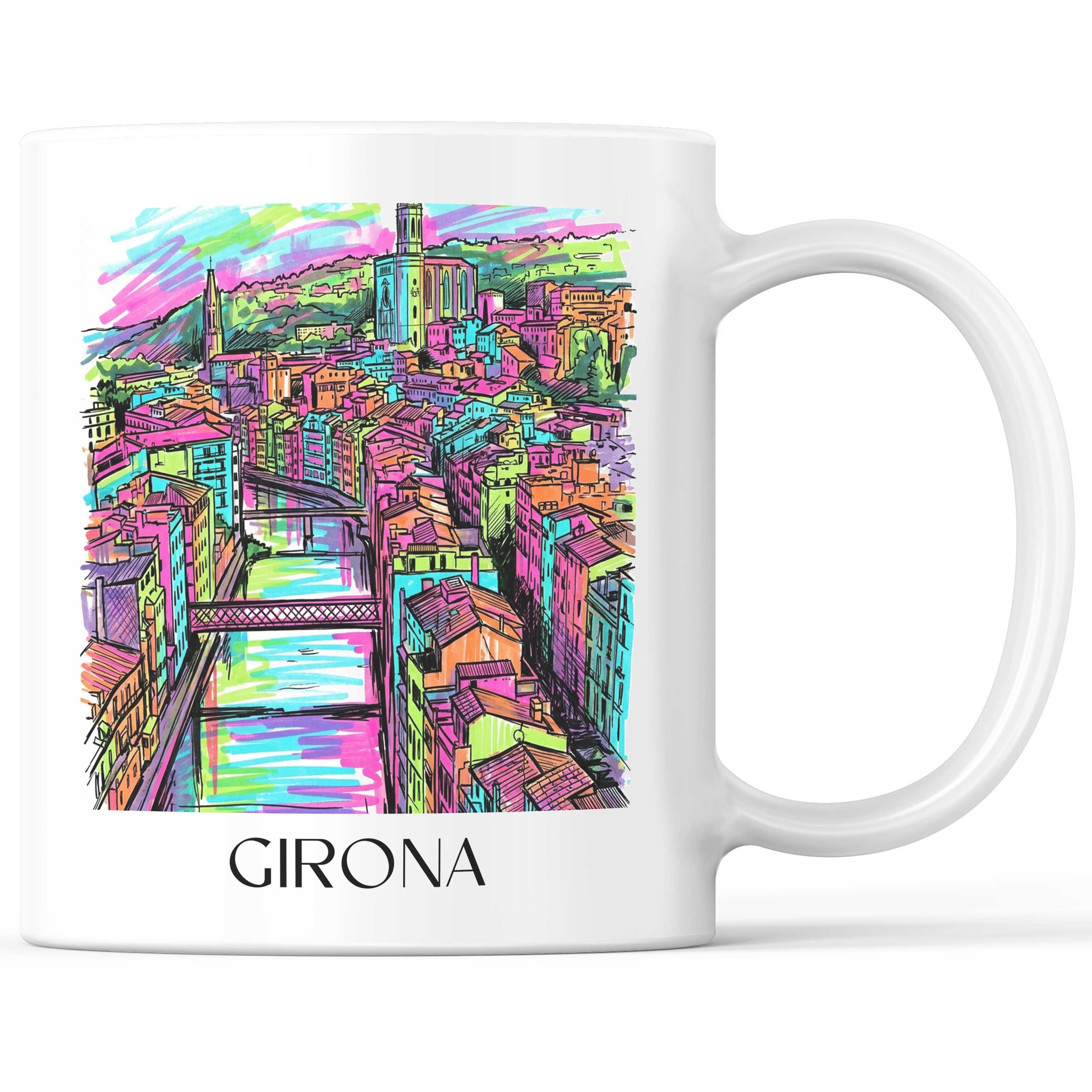 Girona Kaffeebecher - Spanien - Spanien und Spanien Becher - Kaffeetasse im Tag Graffiti Stil - favplace