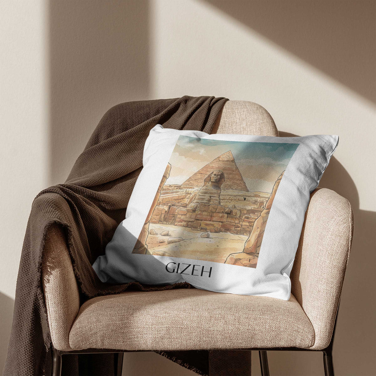 gizeh-ägypten-ägypten-kissenbezug-aquarell