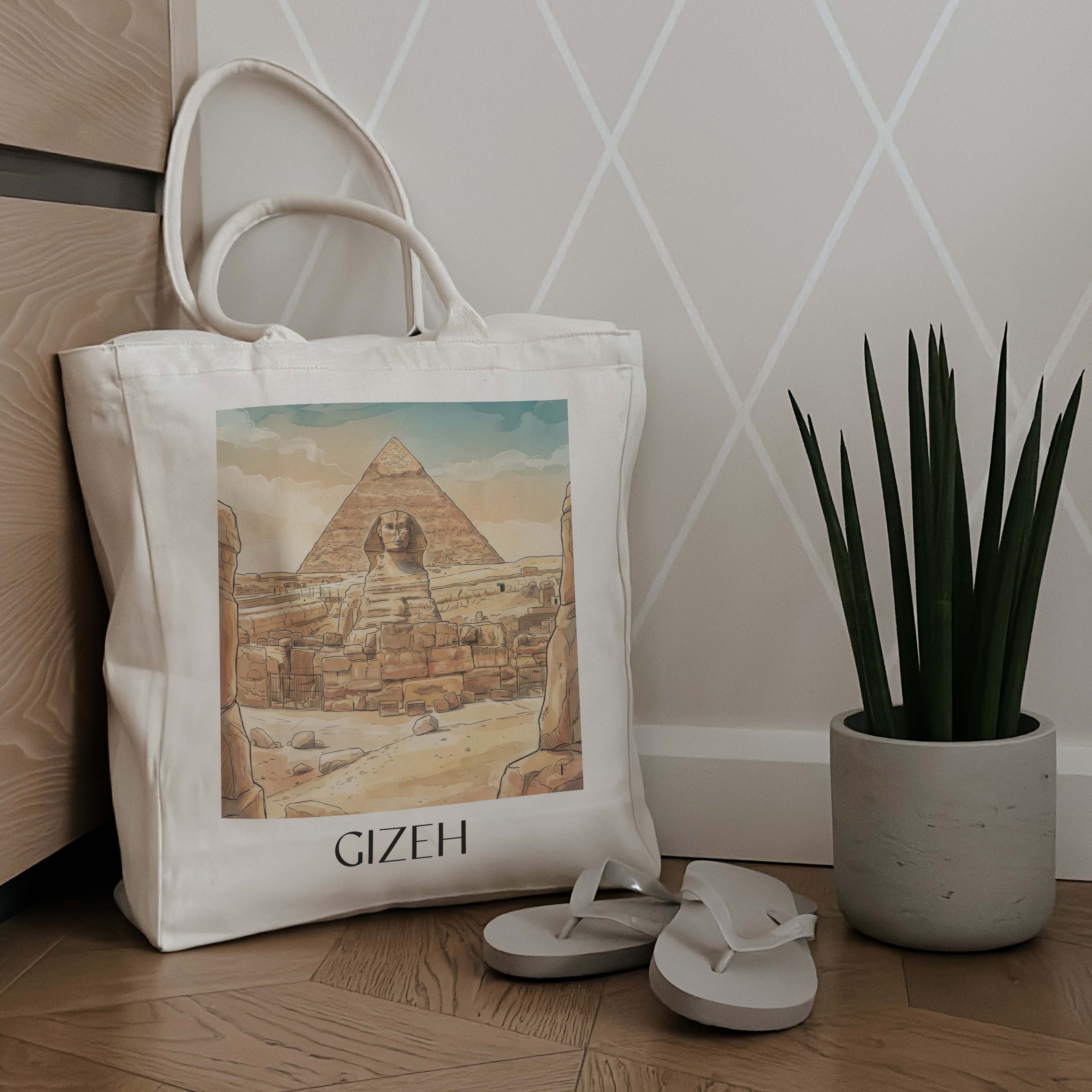 gizeh-ägypten-einkaufstasche-aquarell