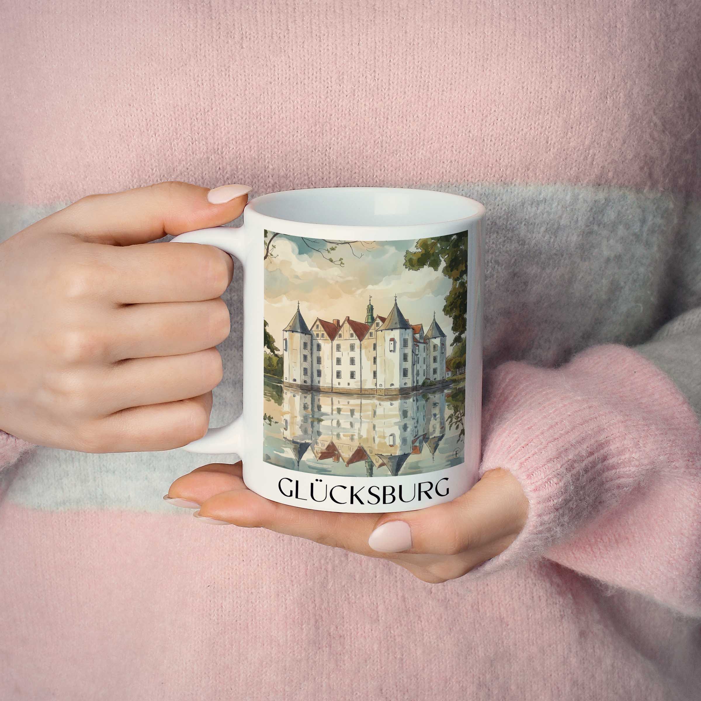 glücksburg-schleswig-deutschland-kaffeebecher-aquarell