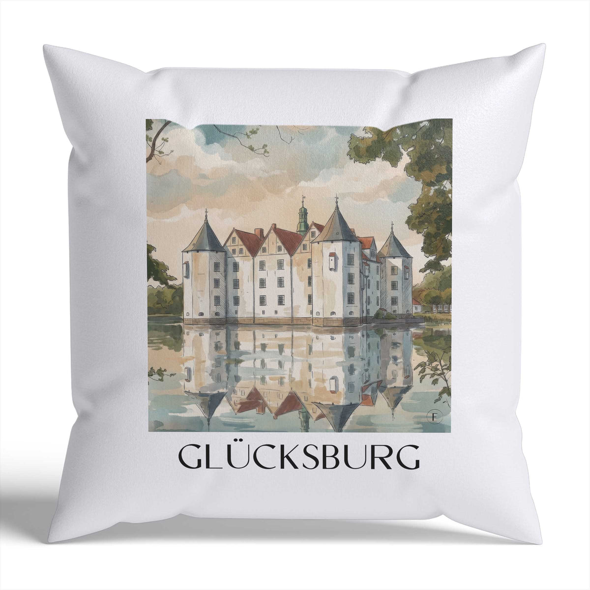 glücksburg-schleswig-deutschland-kissenbezug-aquarell