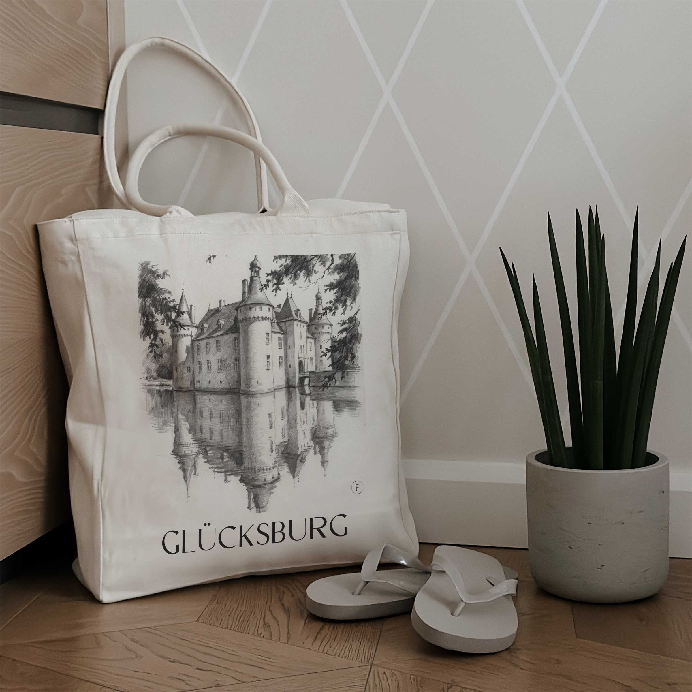 glücksburg-schleswig-deutschland-einkaufstasche-bleistift-zeichnung-drawing