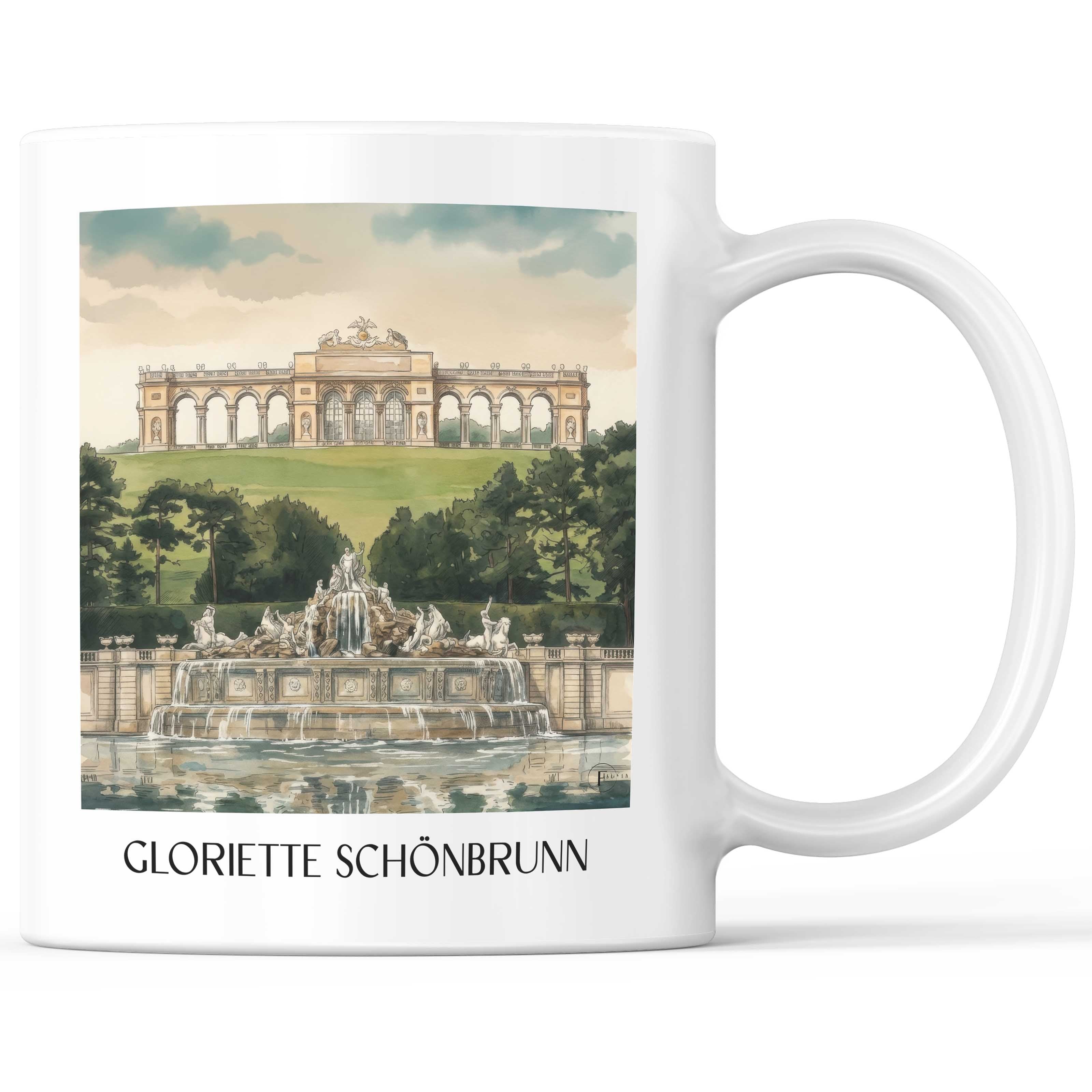 Gloriette Schönbrunn Kaffeebecher - Wien - Österreich Becher - Kaffeetasse im Aquarell Stil - favplace