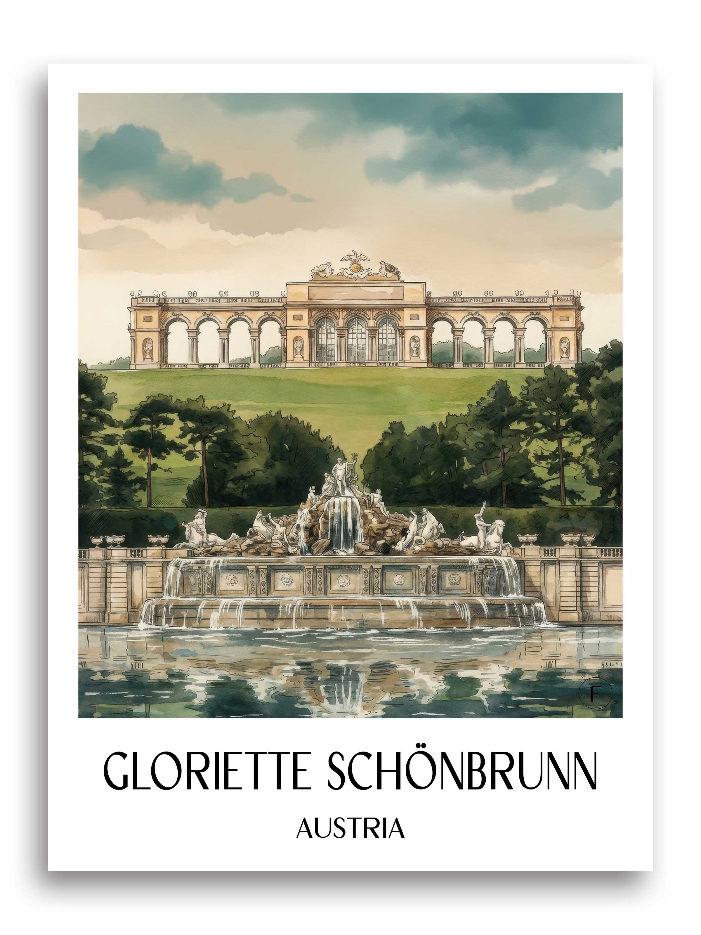 Gloriette Schönbrunn Poster - Wien - Österreich Kunstdruck - Aquarell von A4 bis A1 - favplace