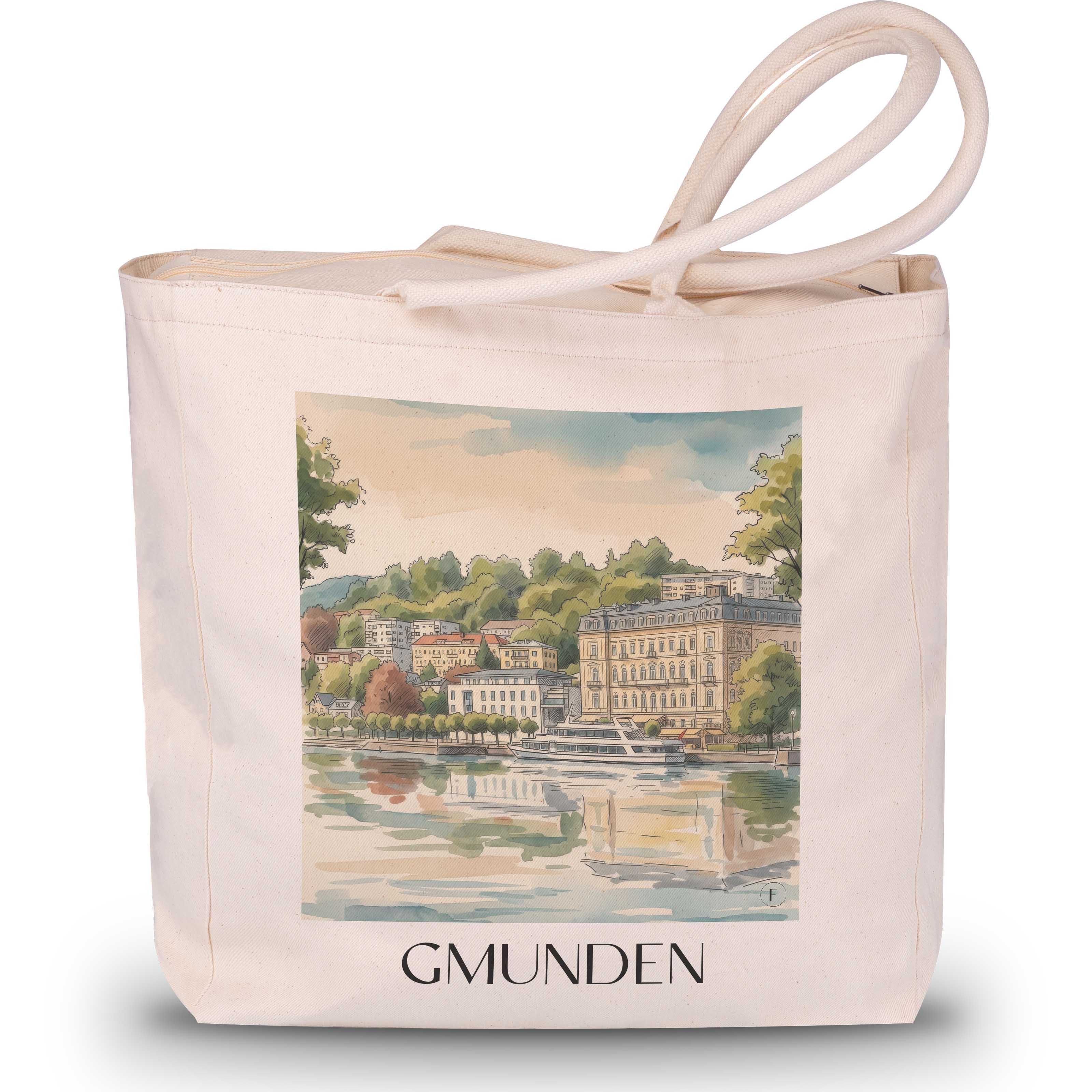 gmunden--österreich-österreich-einkaufstasche-aquarell