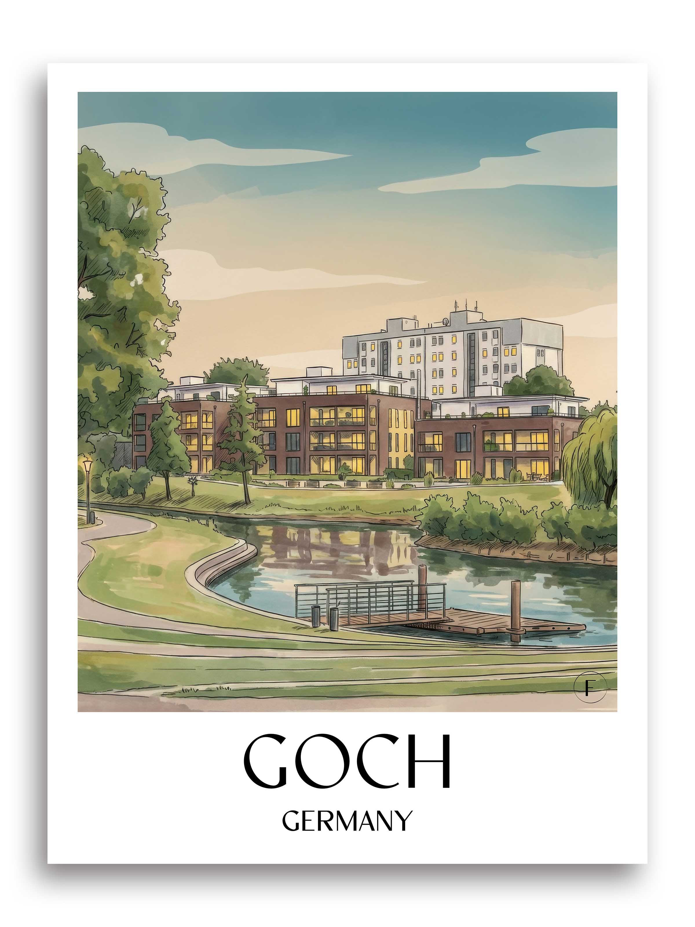 Goch Poster - Niederrhein - Deutschland Kunstdruck - Aquarell von A4 bis A1 - favplace