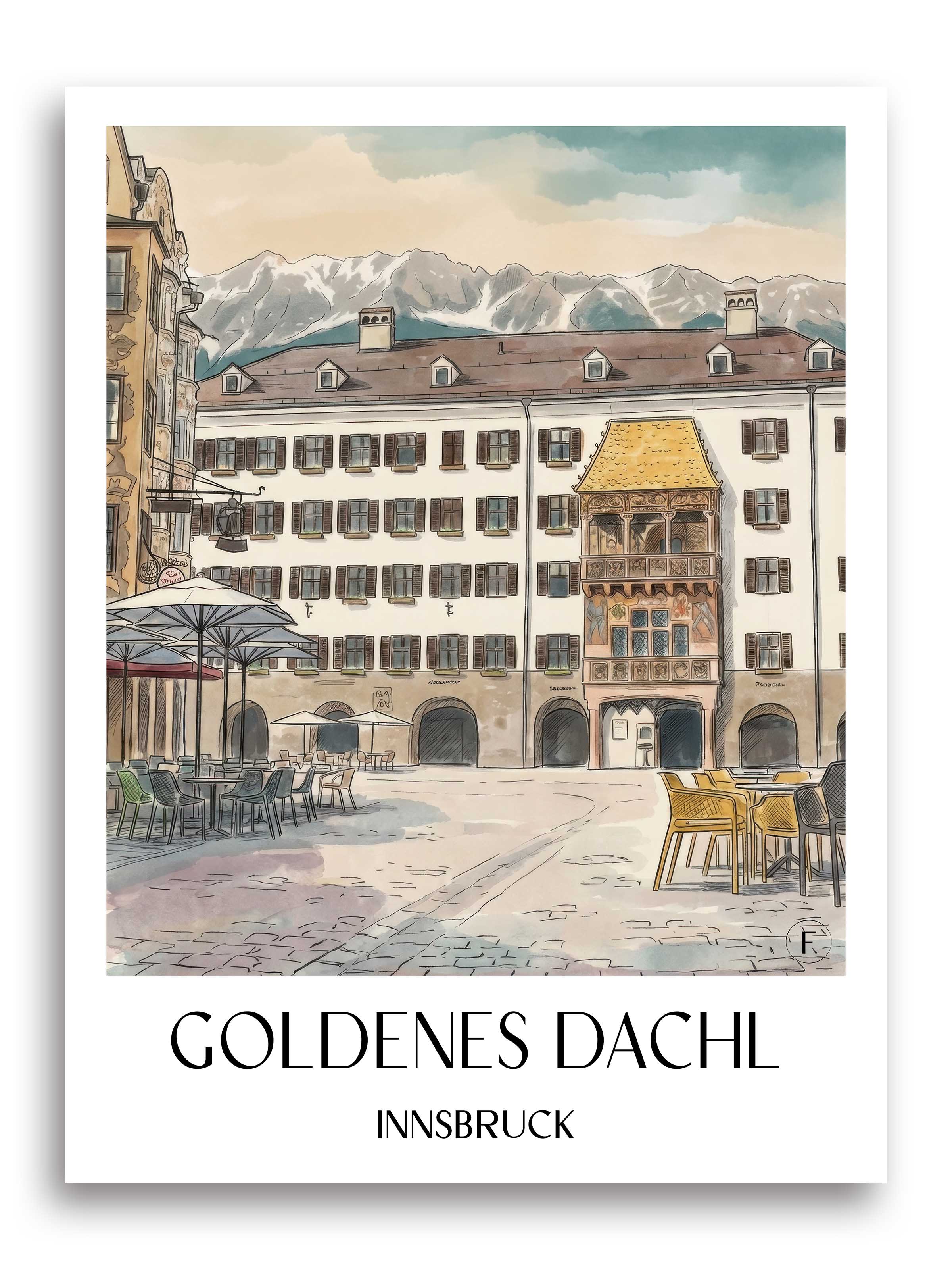 goldenes-dachl-innsbruck-österreich-poster-aquarell
