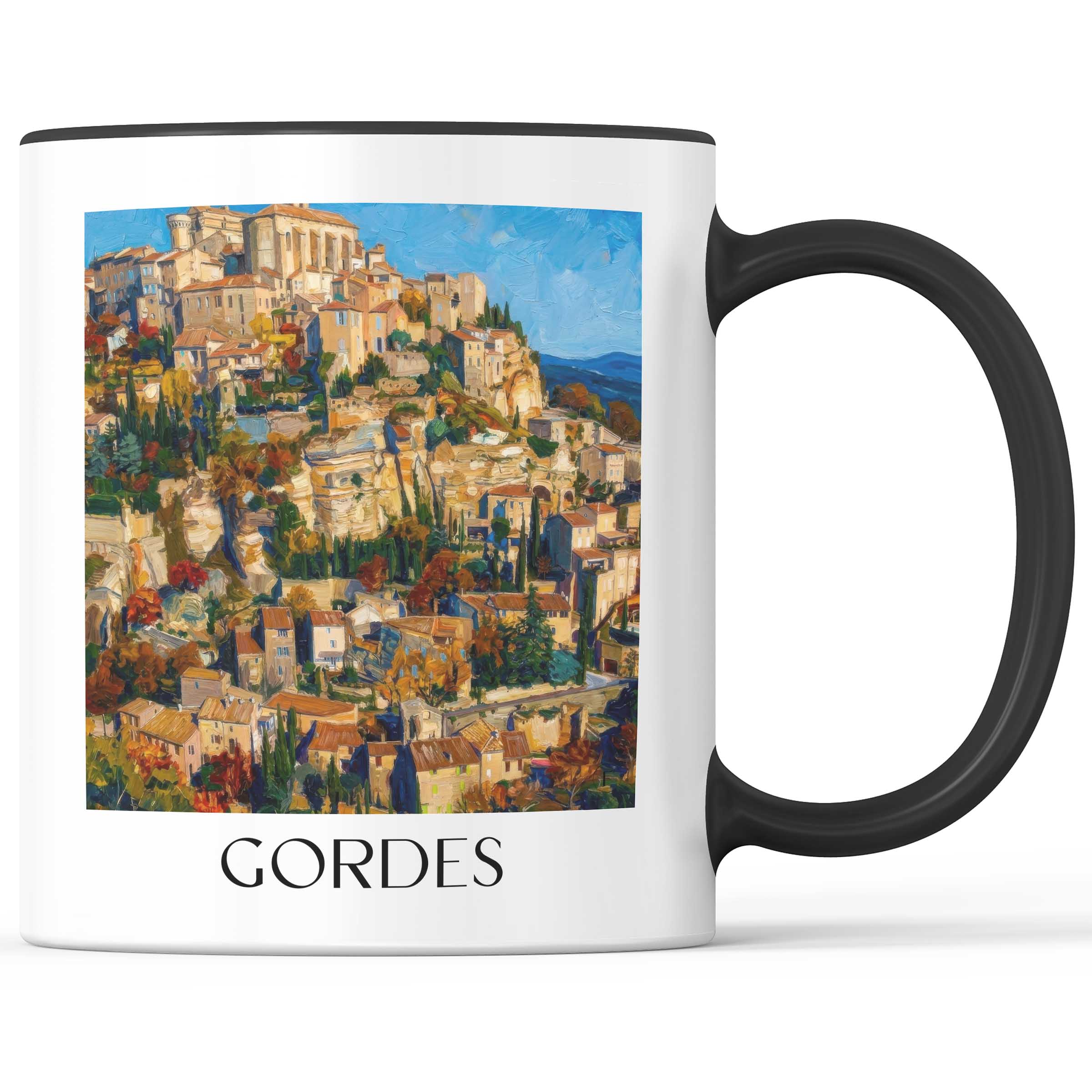 Gordes Kaffeebecher - Provence - Frankreich Becher - Kaffeetasse im Ölgemälde Stil - favplace