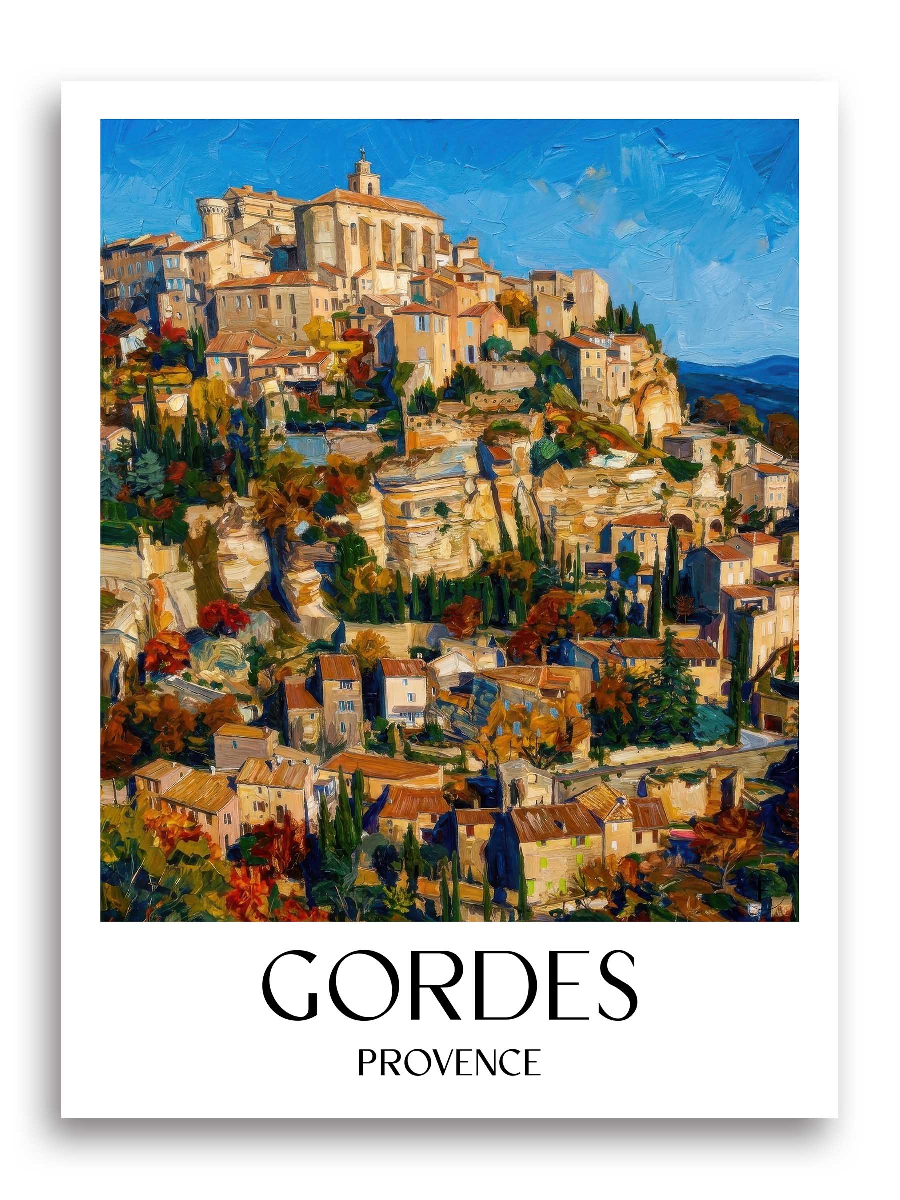 Gordes Poster - Provence - Frankreich Kunstdruck - Ölgemälde von A4 bis A1 - favplace
