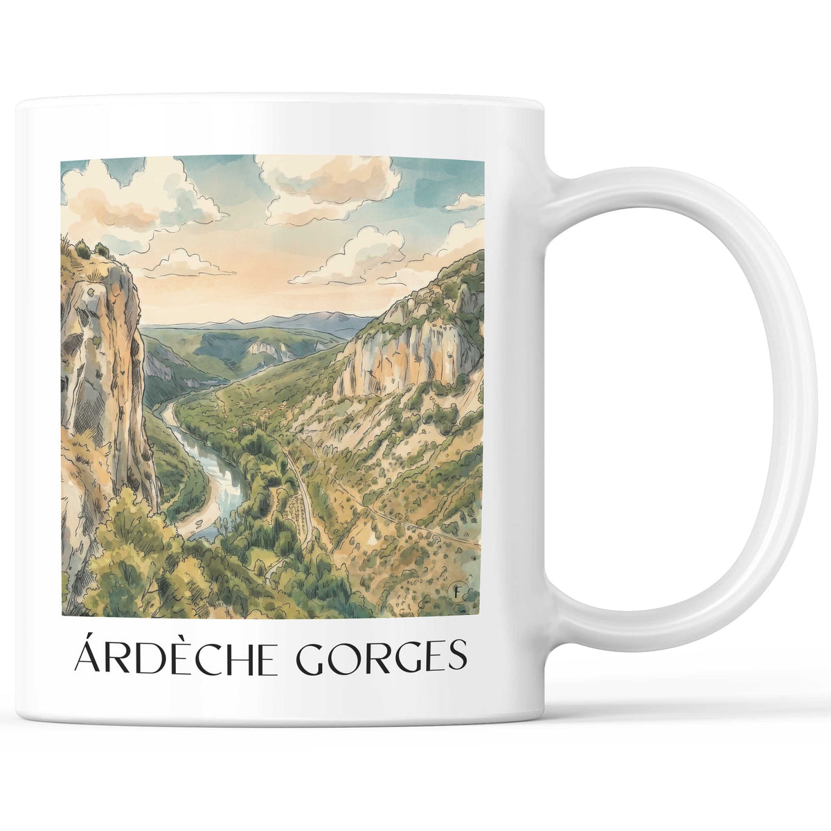 Gorges de l'Ardèche Kaffeebecher - Ardèche - Frankreich Becher - Kaffeetasse im Aquarell Stil - favplace
