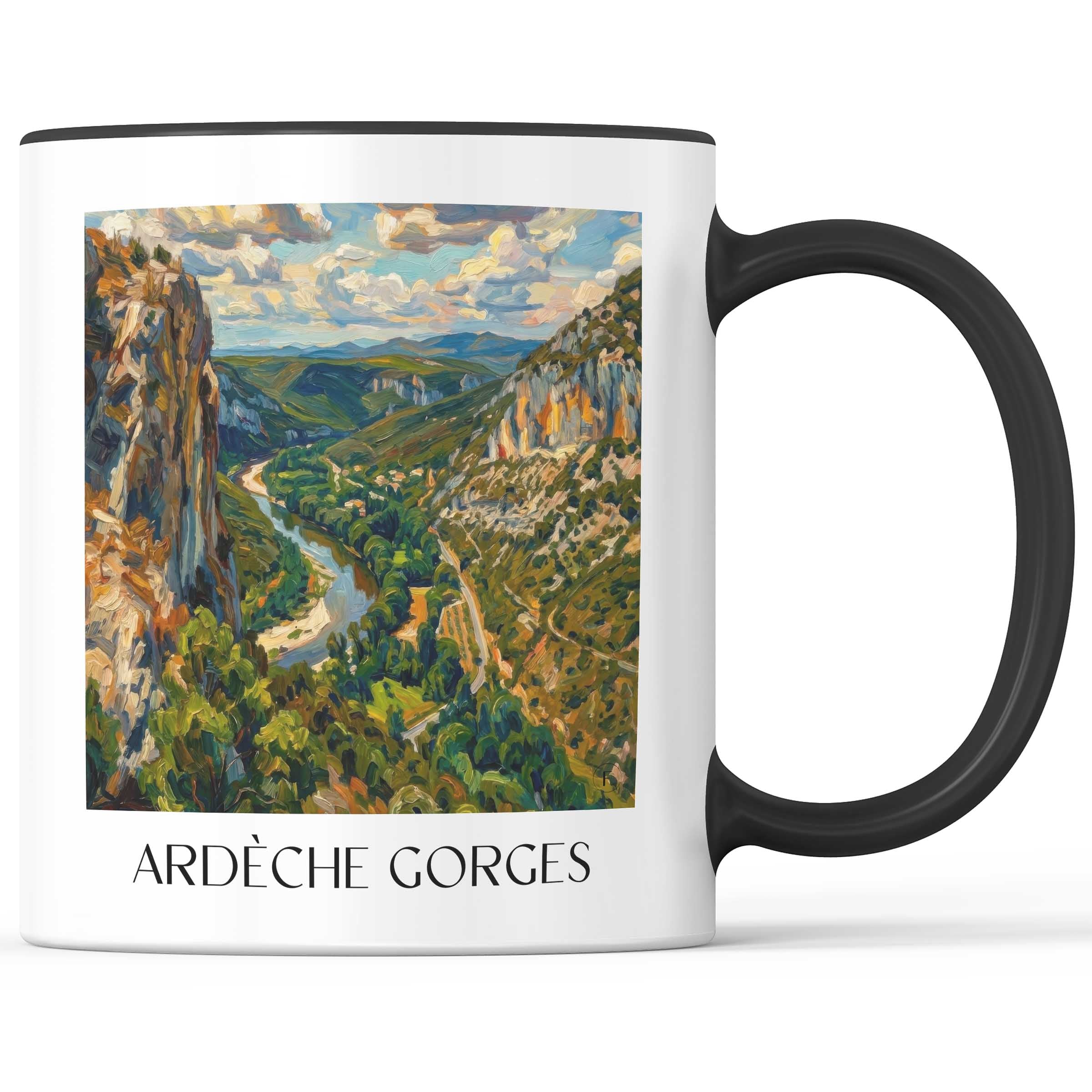 Gorges de l'Ardèche Kaffeebecher - Ardèche - Frankreich Becher - Kaffeetasse im Ölgemälde Stil - favplace