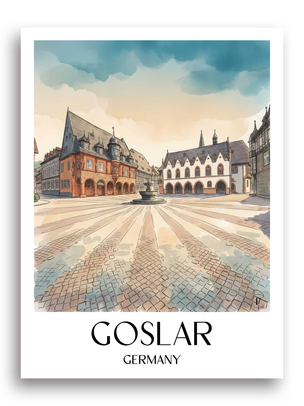 Goslar Poster - Harz - Deutschland Kunstdruck - Aquarell von A4 bis A1 - favplace
