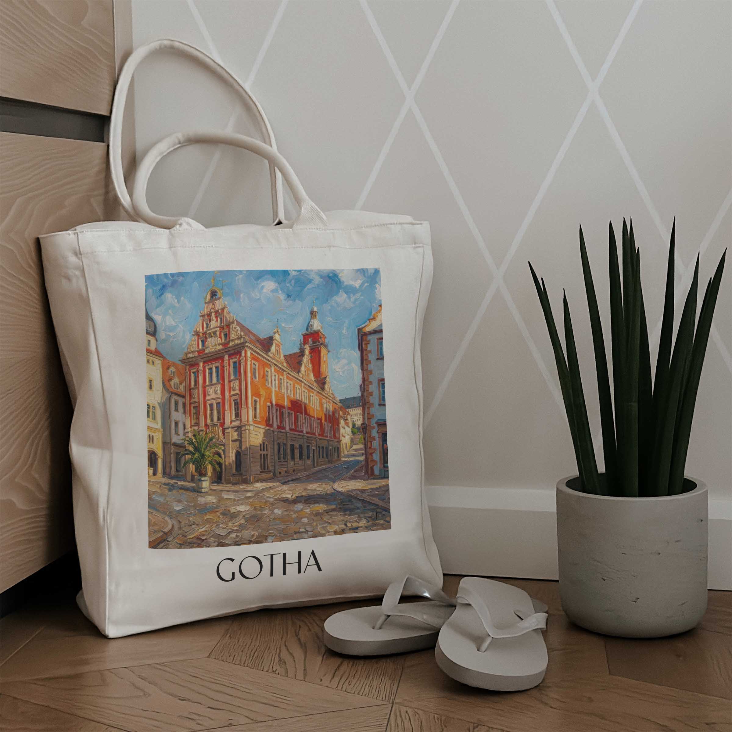 gotha-thüringen-deutschland-einkaufstasche-oil-painting-oelgemaelde
