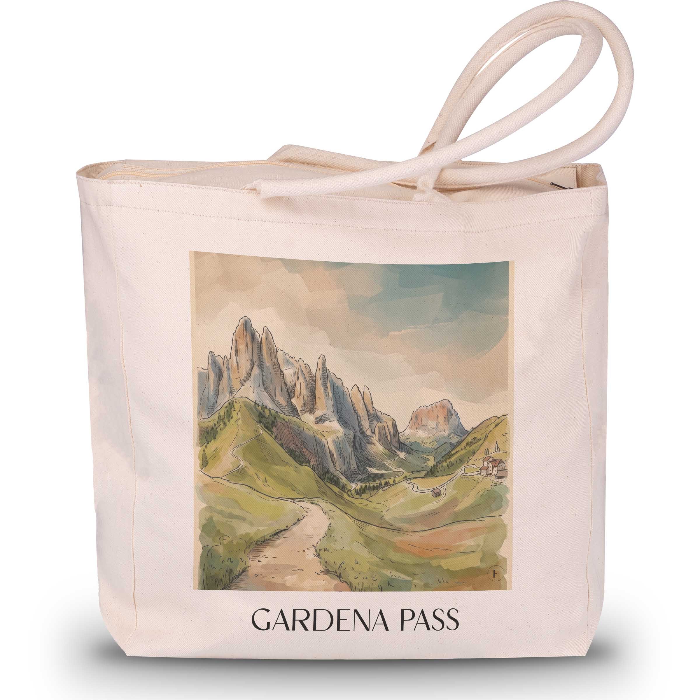 Grödner Joch Shopping Tasche - Dolomiten - Italien Tote Bag - Einkaufstasche im Aquarell Stil - favplace