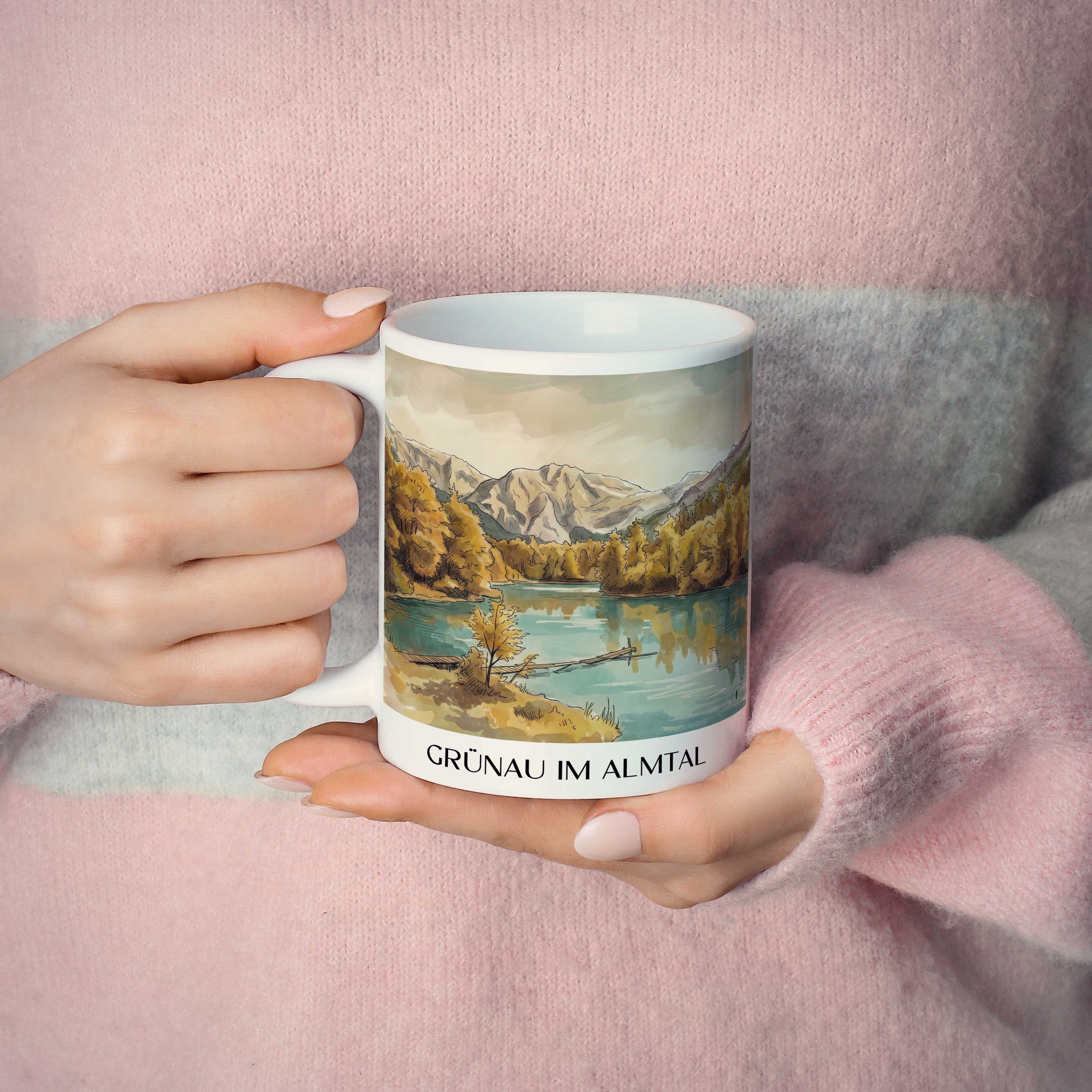 grünau-im-almtal-österreich-österreich-kaffeebecher-aquarell