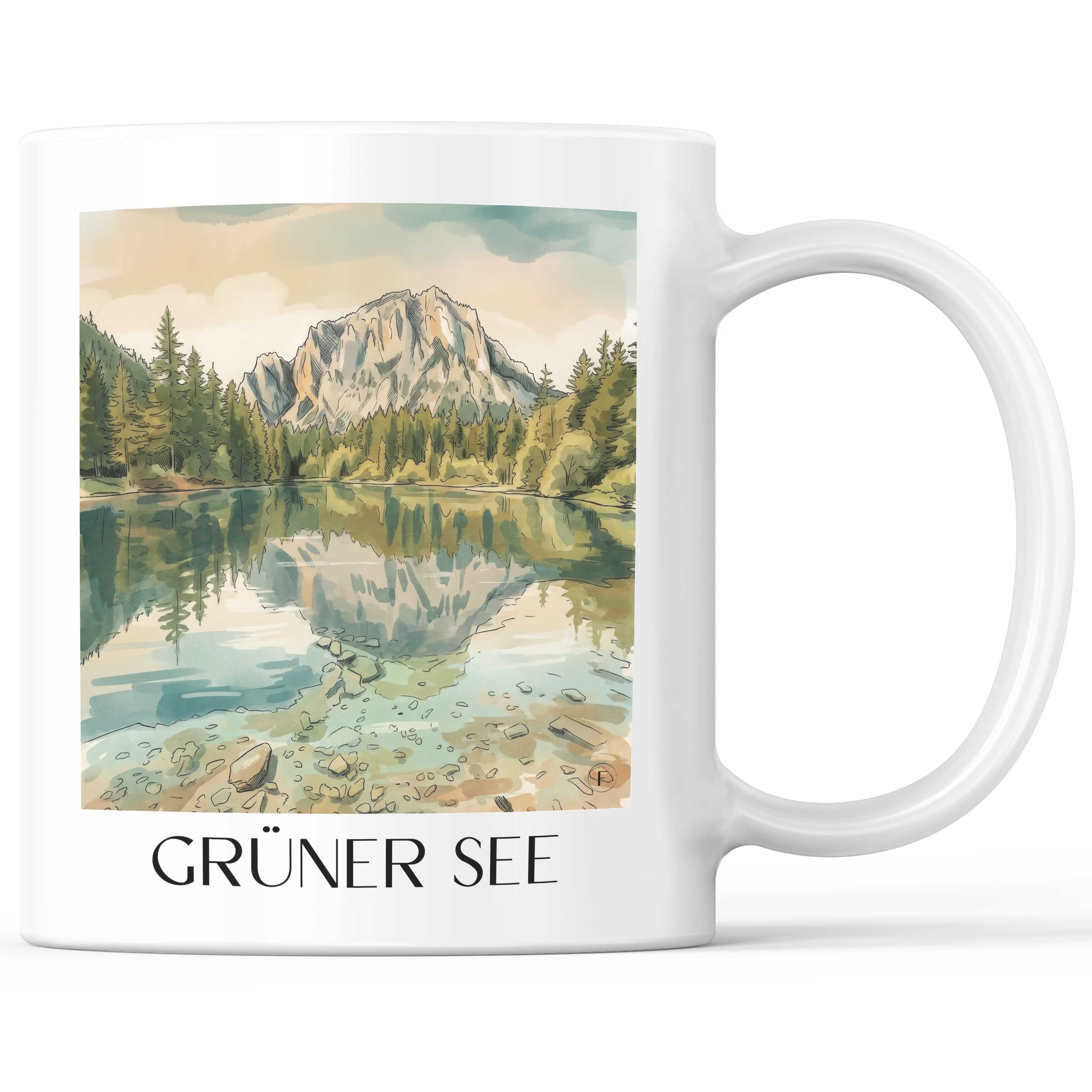 grüner-see-steiermark-österreich-kaffeebecher-aquarell
