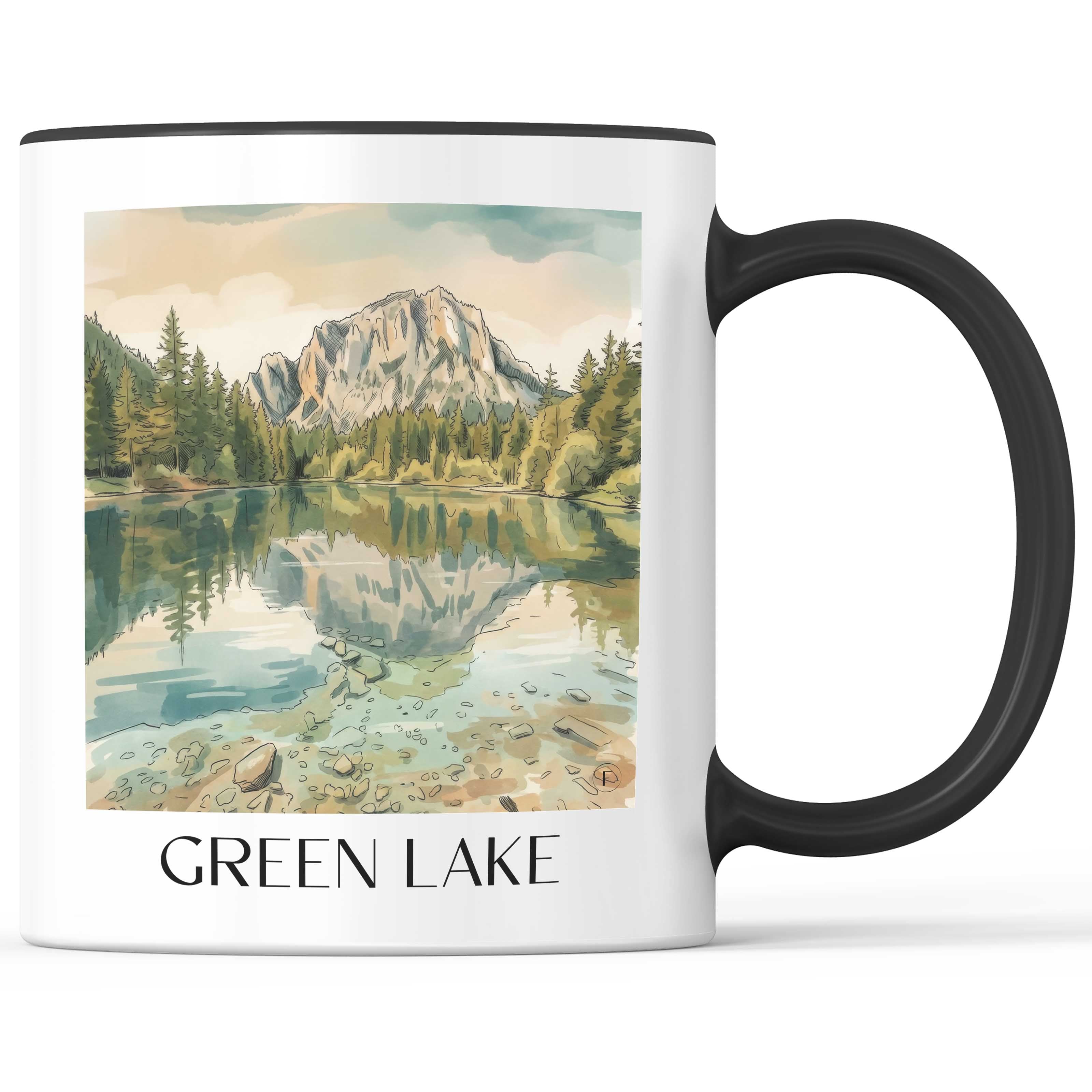 Grüner See Kaffeebecher - Steiermark - Österreich Becher - Kaffeetasse im Aquarell Stil - favplace