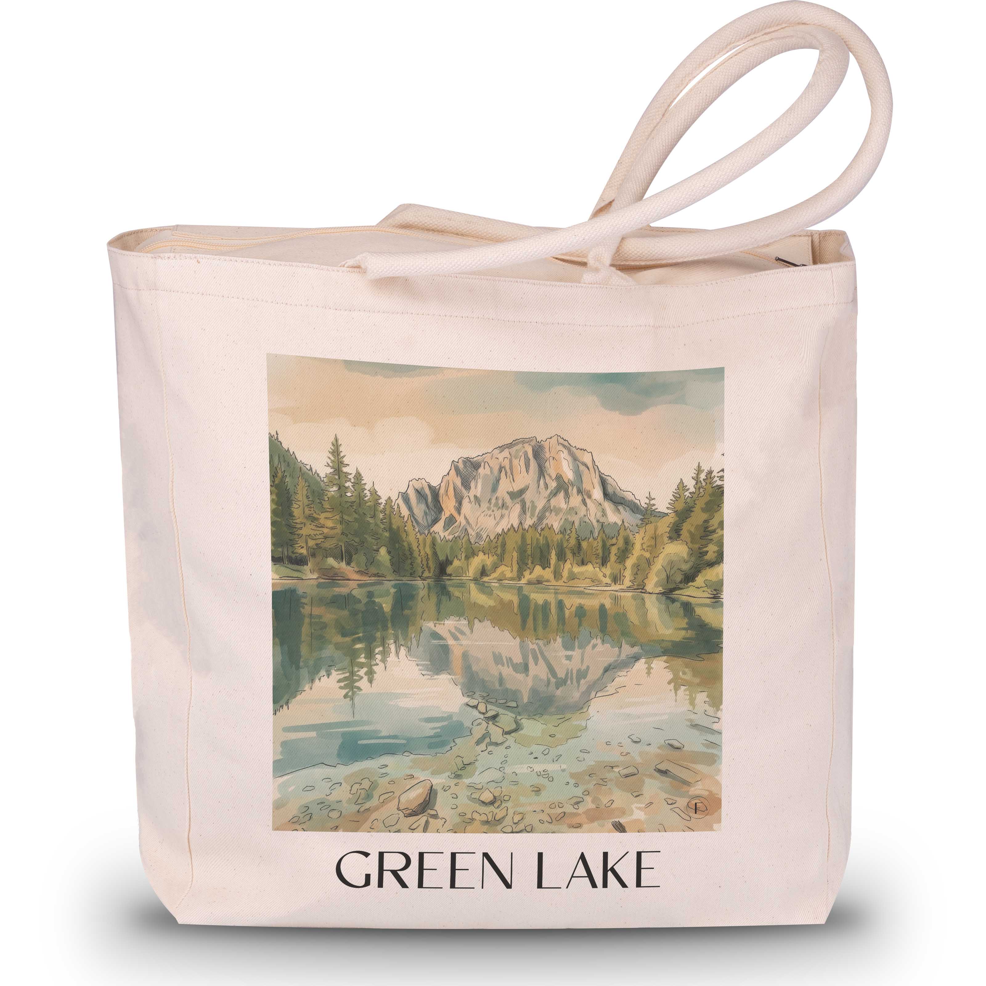 Grüner See Shopping Tasche - Steiermark - Österreich Tote Bag - Einkaufstasche im Aquarell Stil - favplace