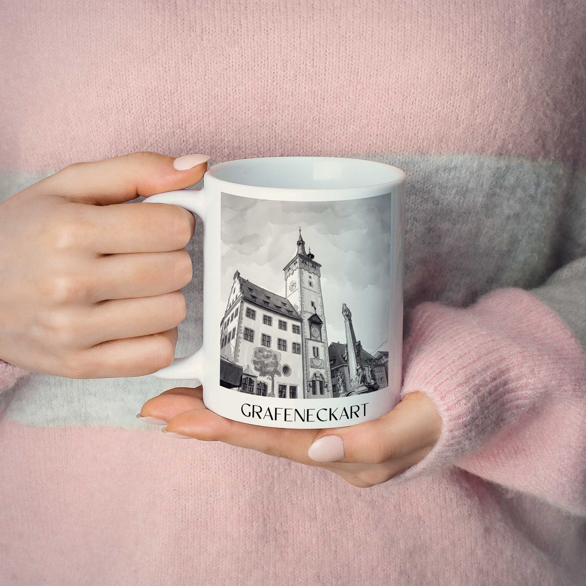 grafeneckart-würzburg-deutschland-kaffeebecher-aquarell-schwarz-weiss