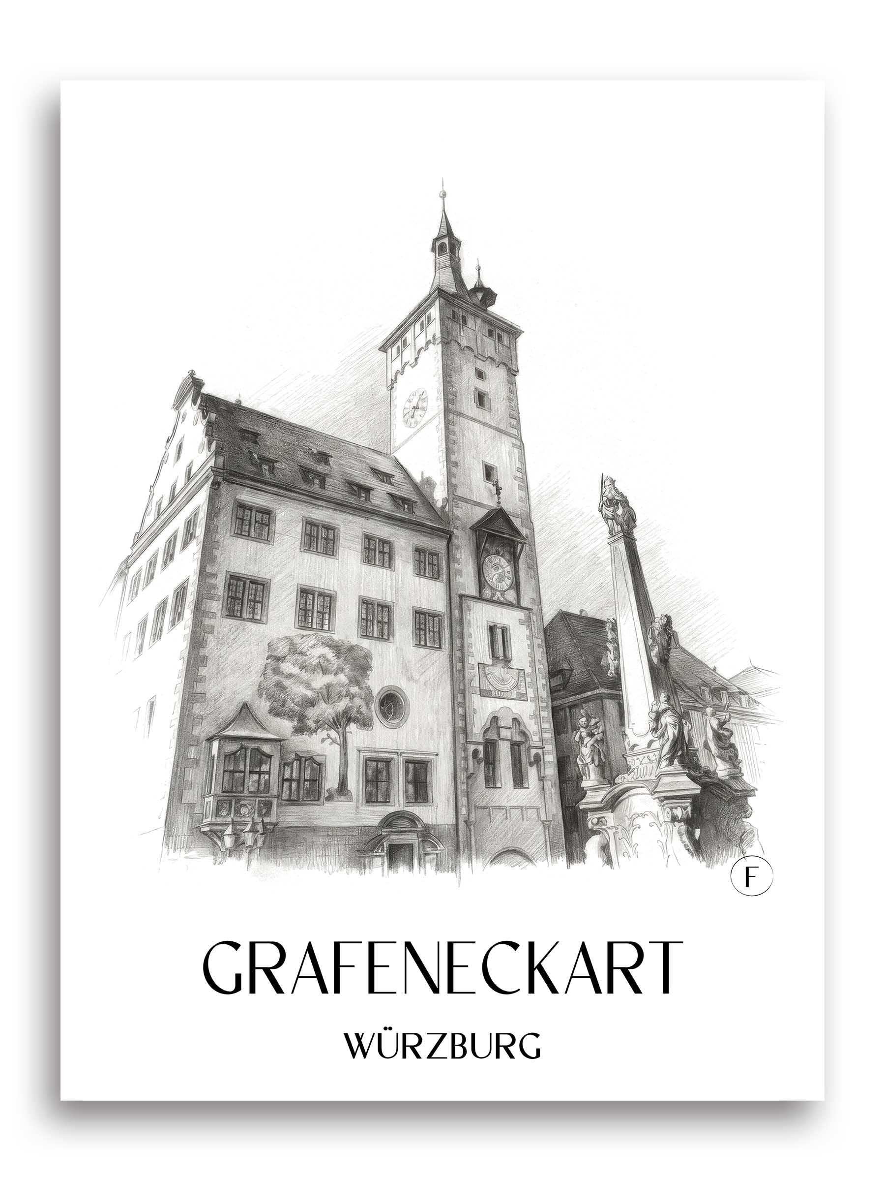 grafeneckart-würzburg-deutschland-poster-bleistift-zeichnung-drawing