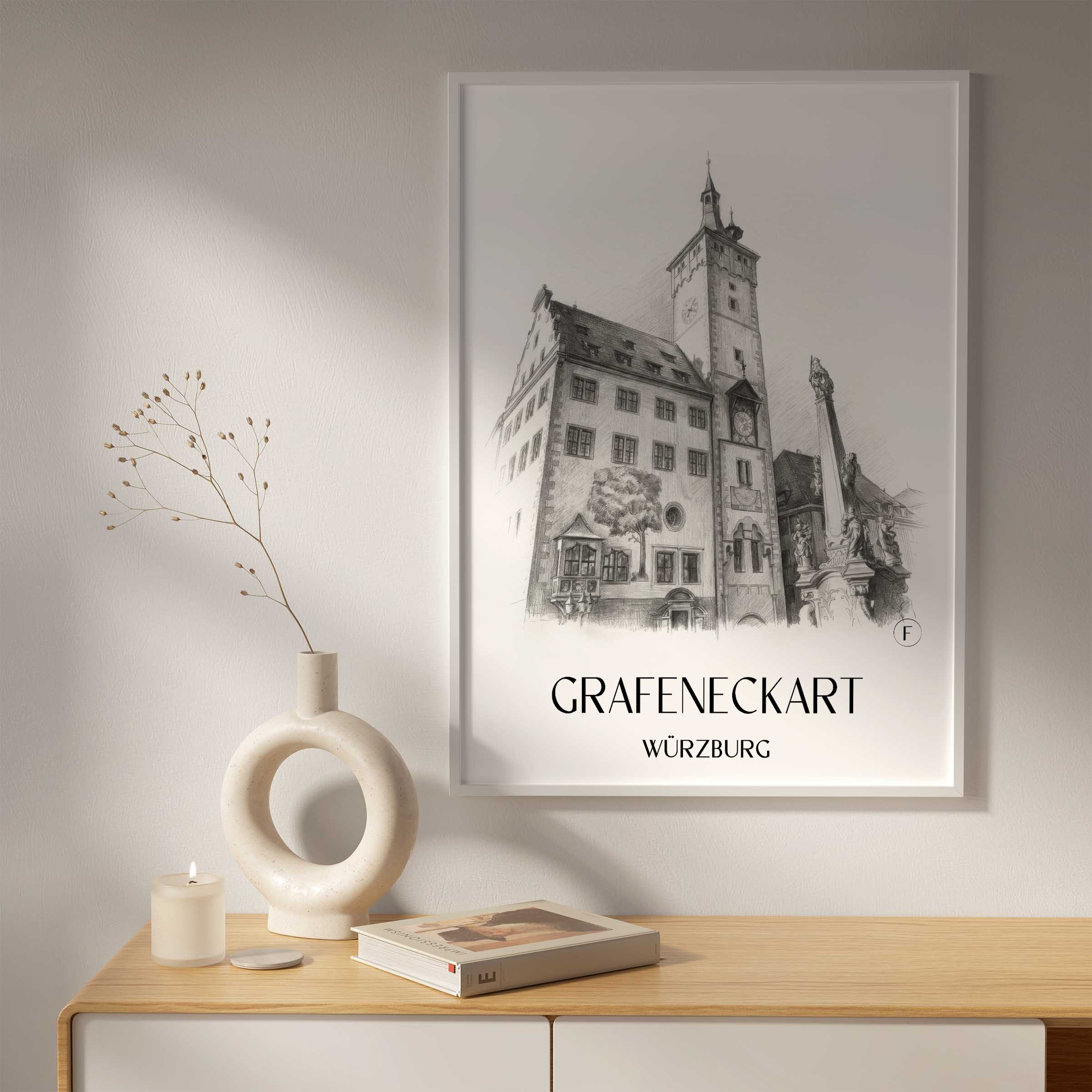 grafeneckart-würzburg-deutschland-poster-bleistift-zeichnung-drawing