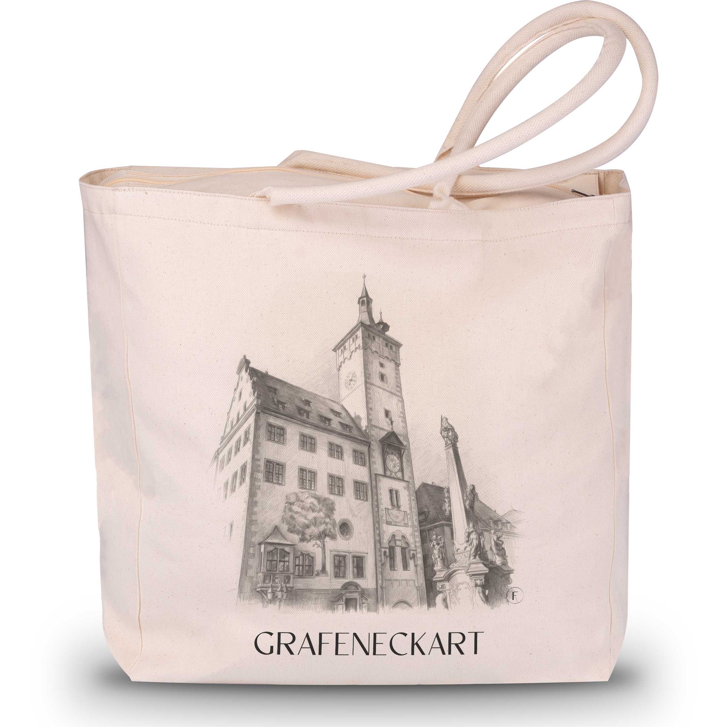 Grafeneckart Shopping Tasche - Würzburg - Deutschland Tote Bag - Einkaufstasche im Zeichnung Stil - favplace