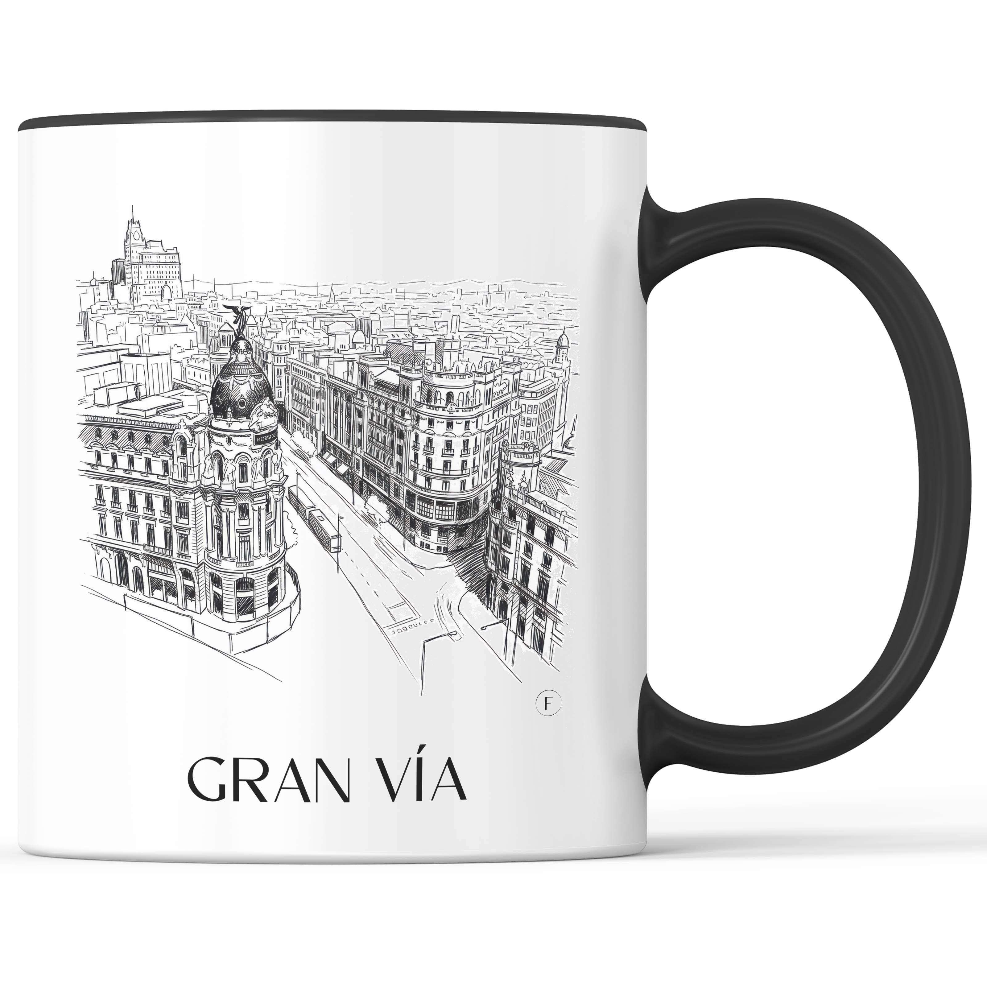 Gran Vía Kaffeebecher - Madrid - Spanien Becher - Kaffeetasse im Skizze Stil - favplace