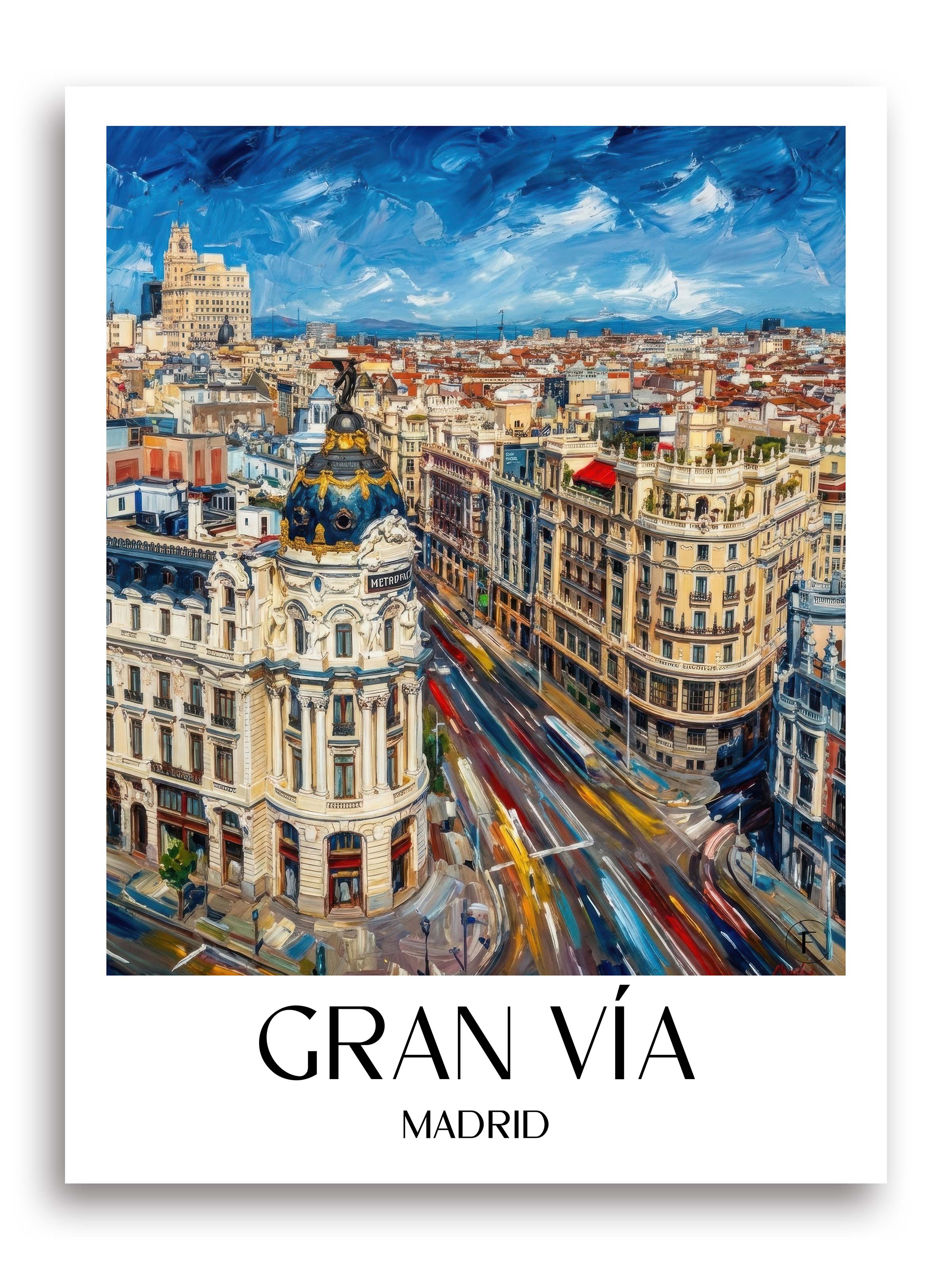 Gran Vía Poster - Madrid - Spanien Kunstdruck - Ölgemälde von A4 bis A1 - favplace