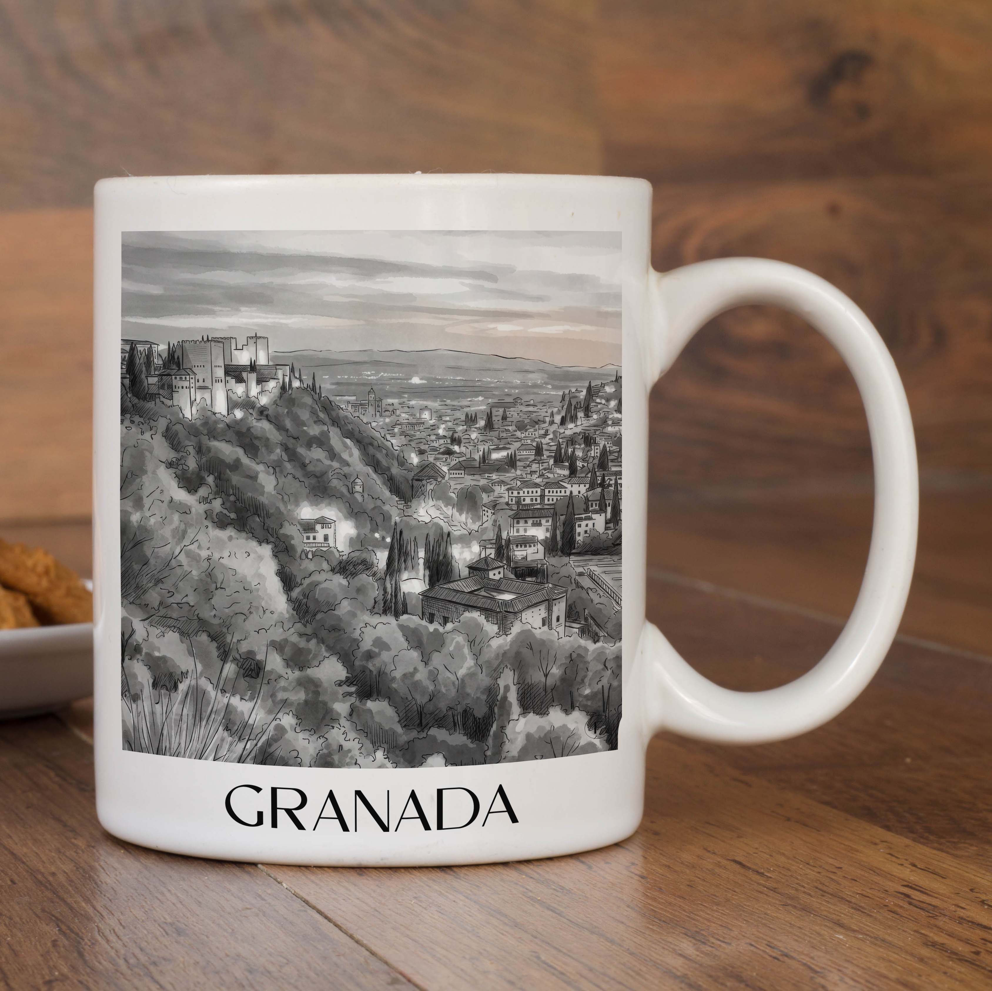 granada-spanien-spanien-kaffeebecher-aquarell-schwarz-weiss