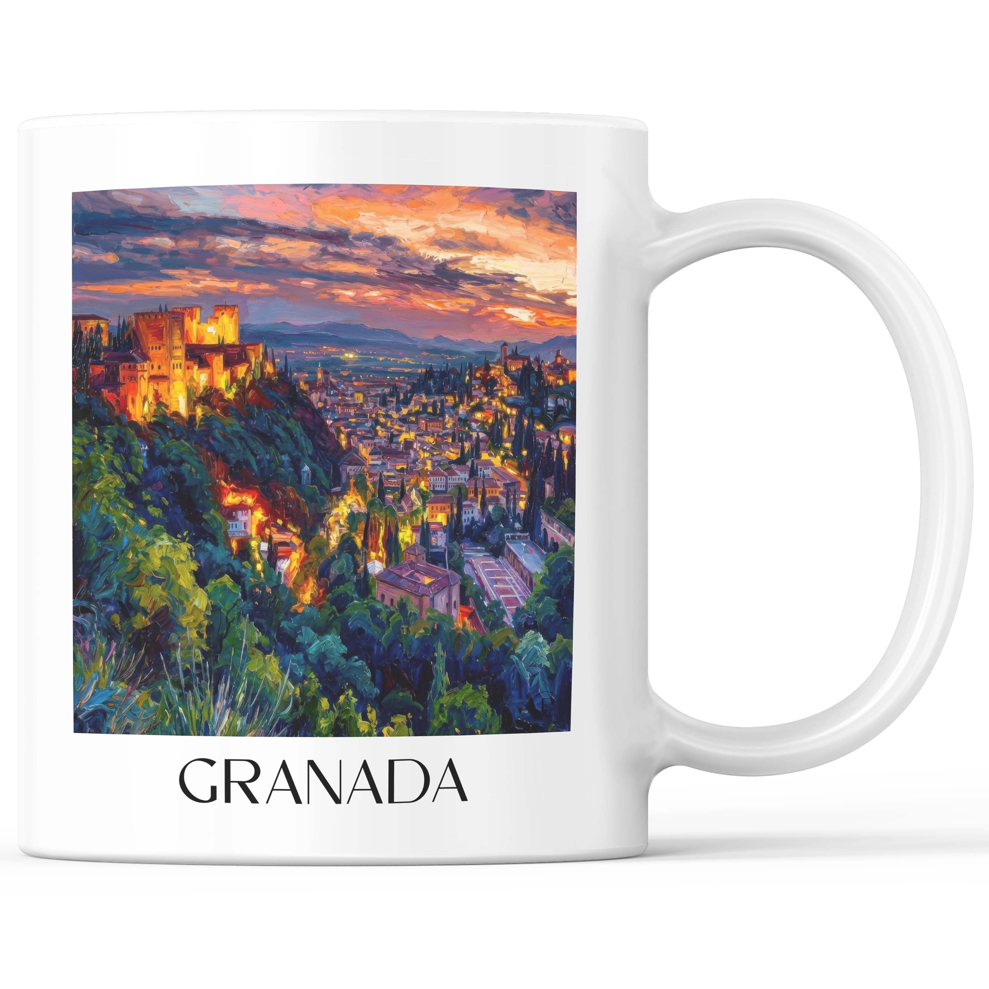 Granada Kaffeebecher - Spanien - Spanien Becher - Kaffeetasse im Ölgemälde Stil - favplace