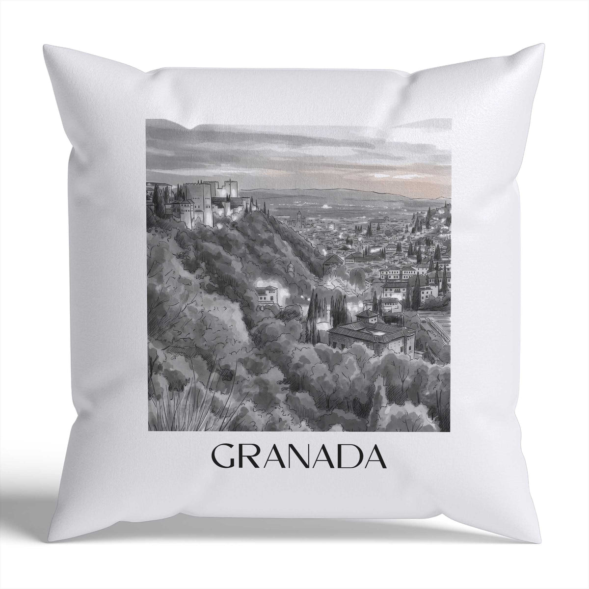 granada-spanien-spanien-kissenbezug-aquarell-schwarz-weiss