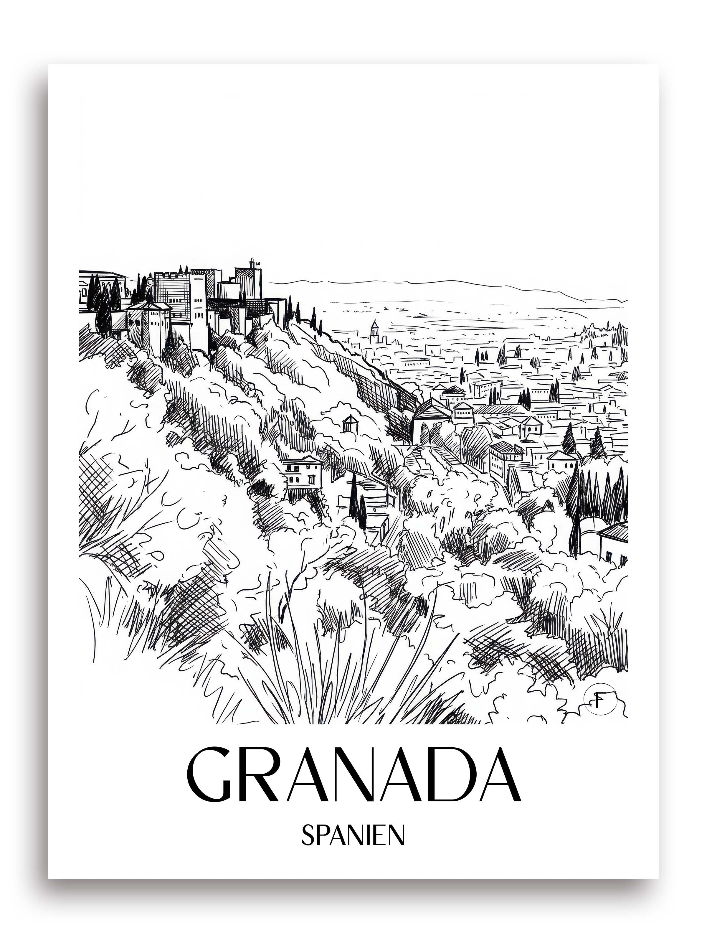 granada-spanien-spanien-poster-skizze