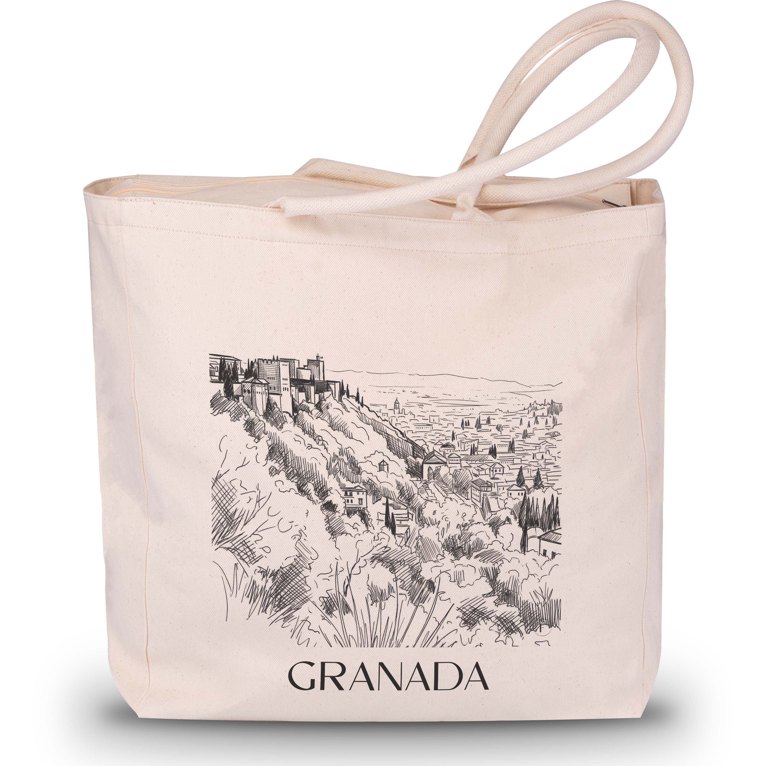 Granada Shopping Tasche - Spanien - Spanien Tote Bag - Einkaufstasche im Skizze Stil - favplace