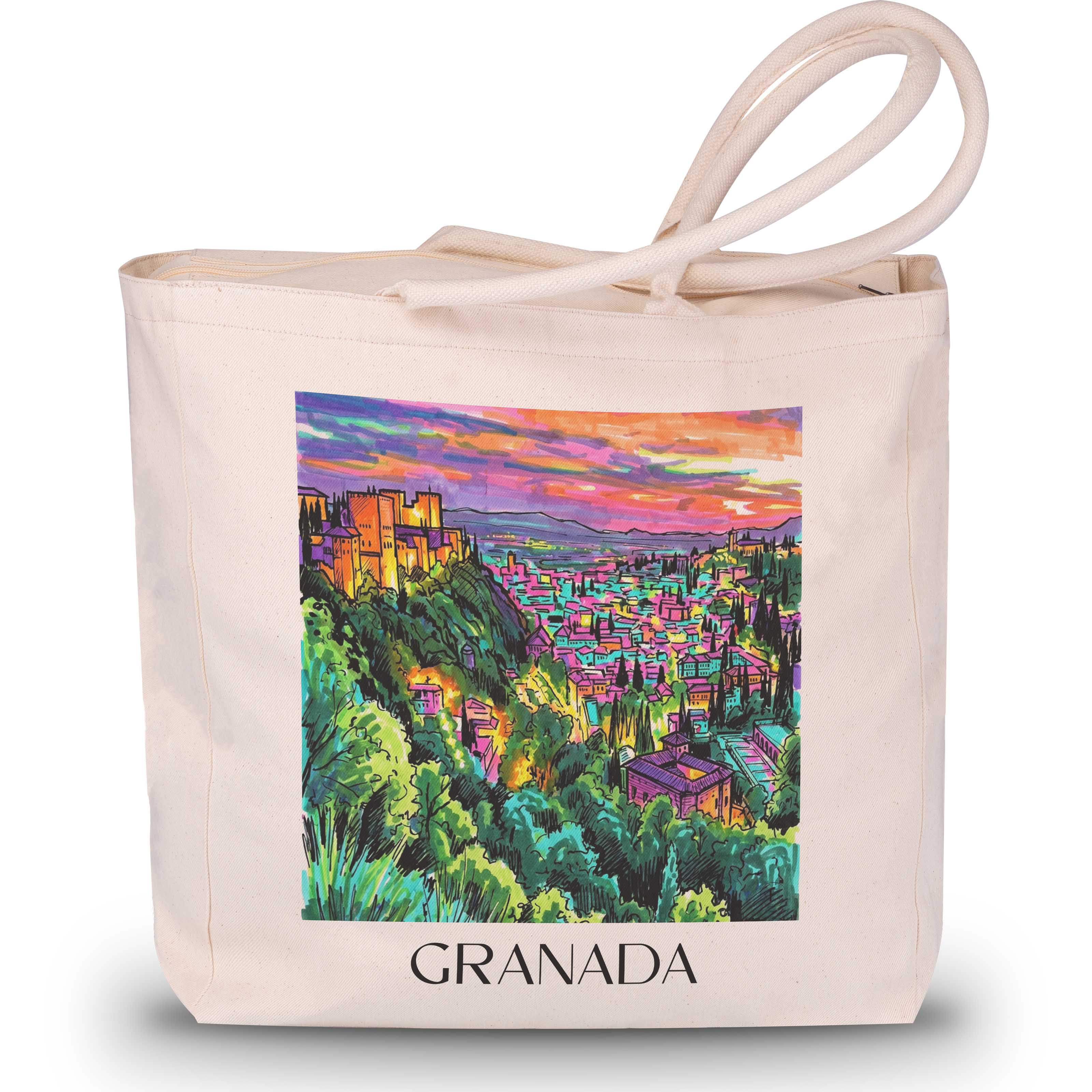 Granada Shopping Tasche - Spanien - Spanien Tote Bag - Einkaufstasche im Tag Graffiti Stil - favplace