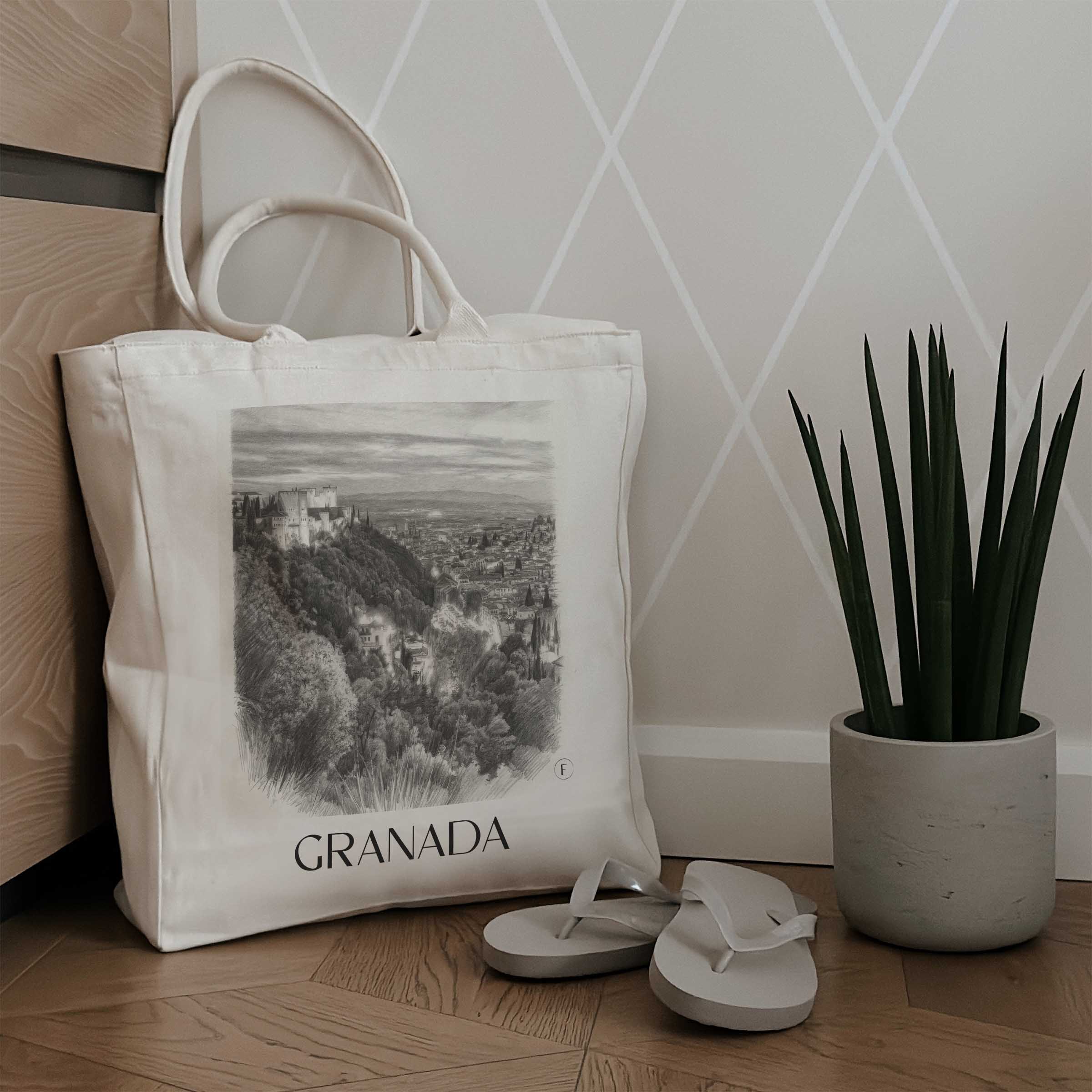 granada-spanien-spanien-einkaufstasche-bleistift-zeichnung-drawing