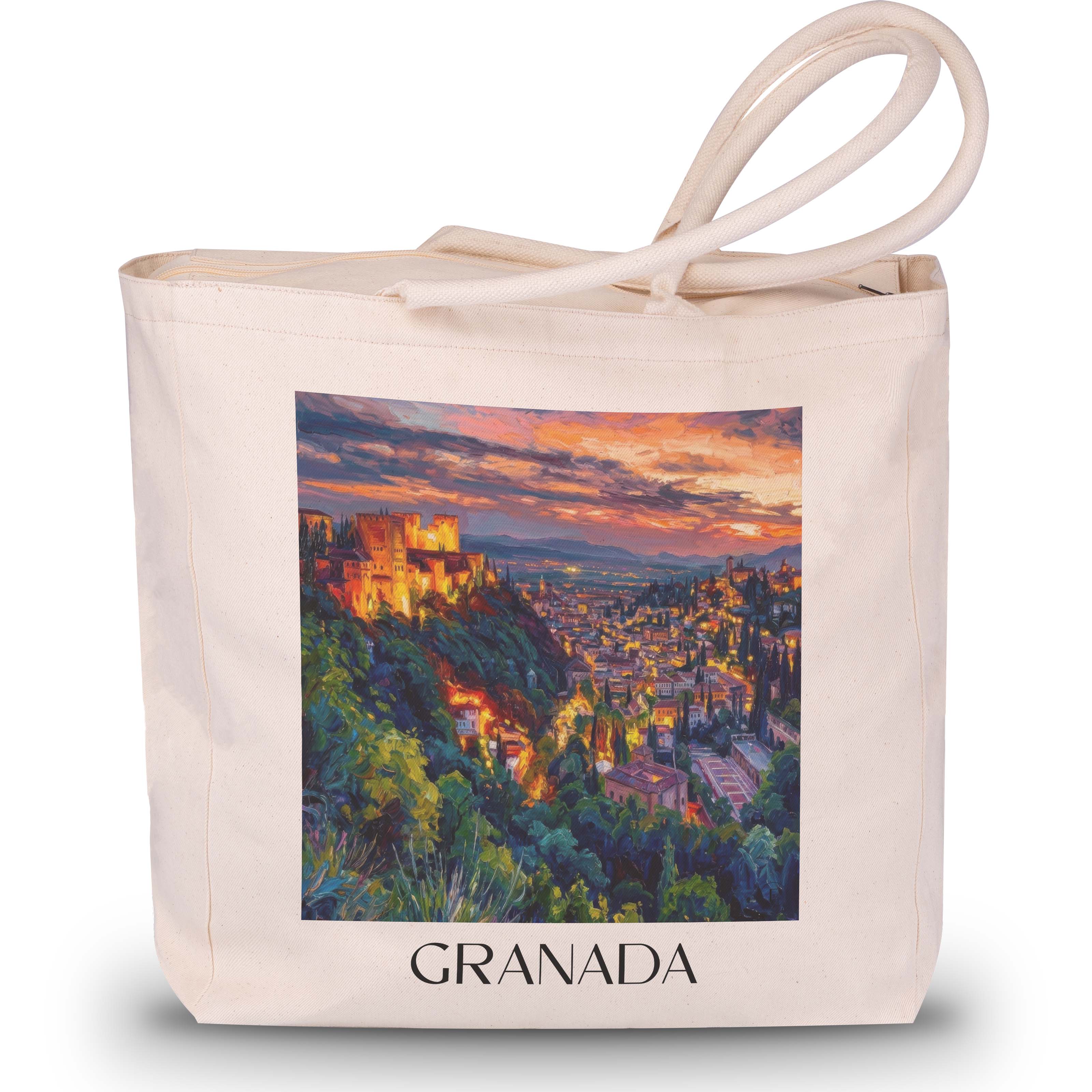 Granada Shopping Tasche - Spanien - Spanien Tote Bag - Einkaufstasche im Ölgemälde Stil - favplace